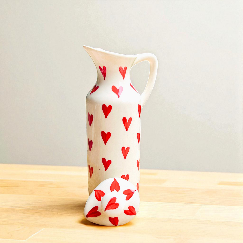 Handmade Ceramic Oil Dispenser | LovePour Heart Design Bottle with Lid