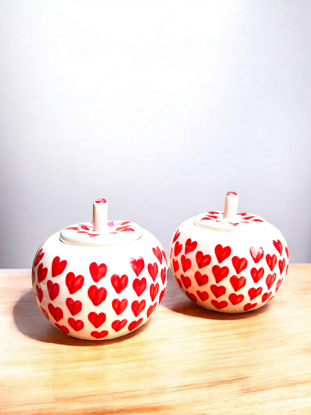 Heart Motif Ceramic Jar – Hand-Painted Candy & Cookie Jar