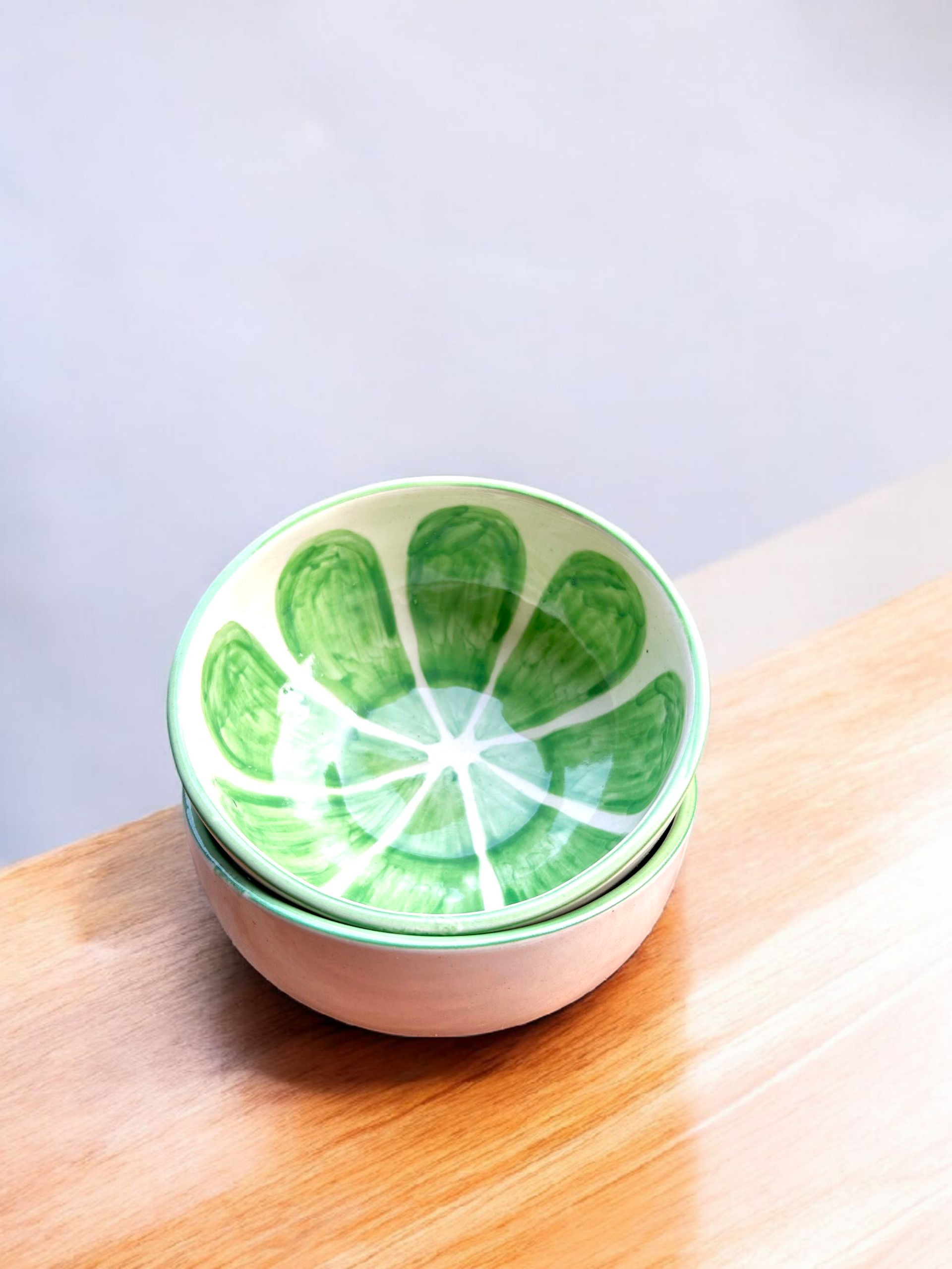 Green Citrus Handcrafted Ceramic Bowl Set