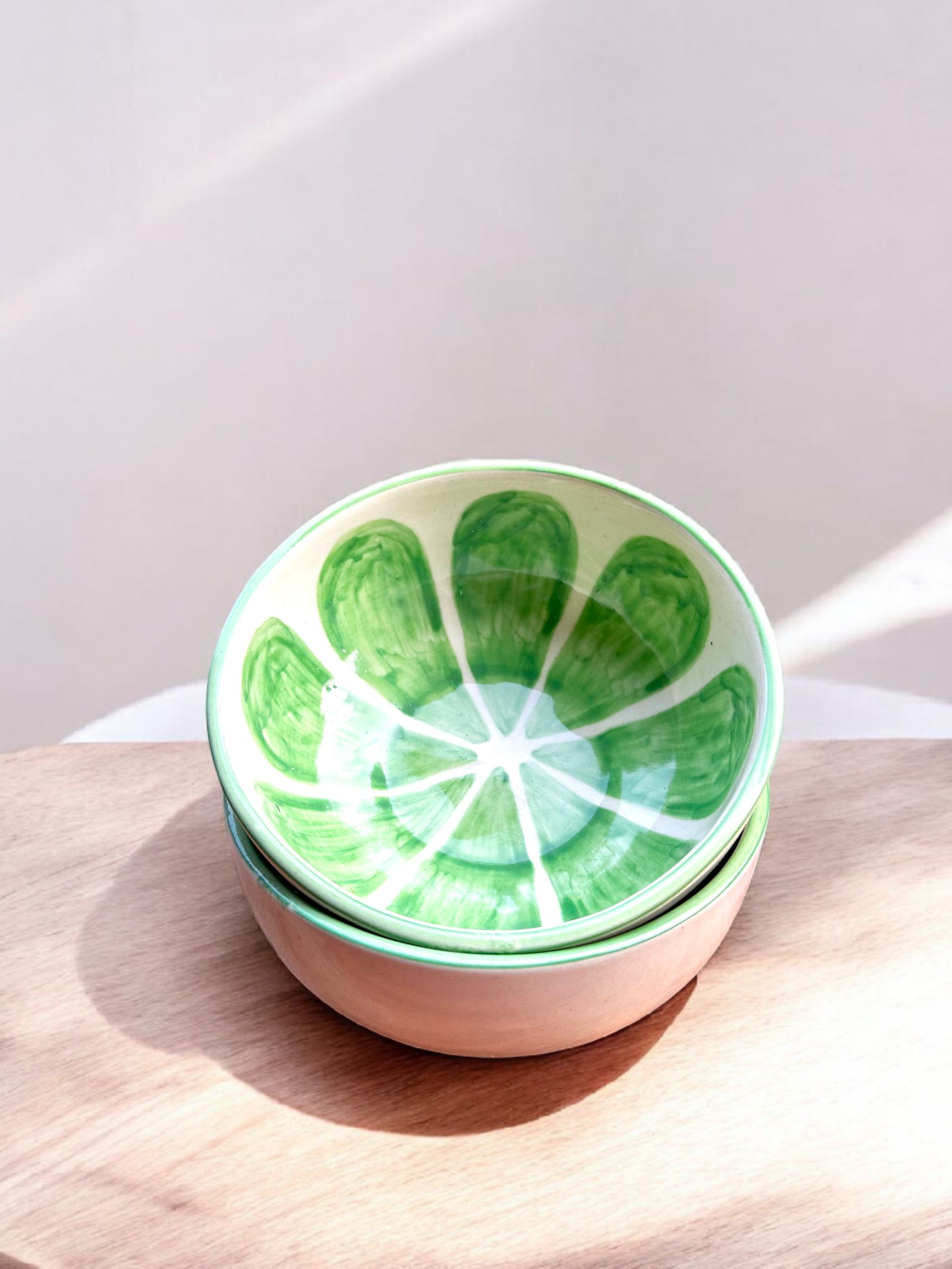 Green Citrus Handcrafted Ceramic Bowl Set