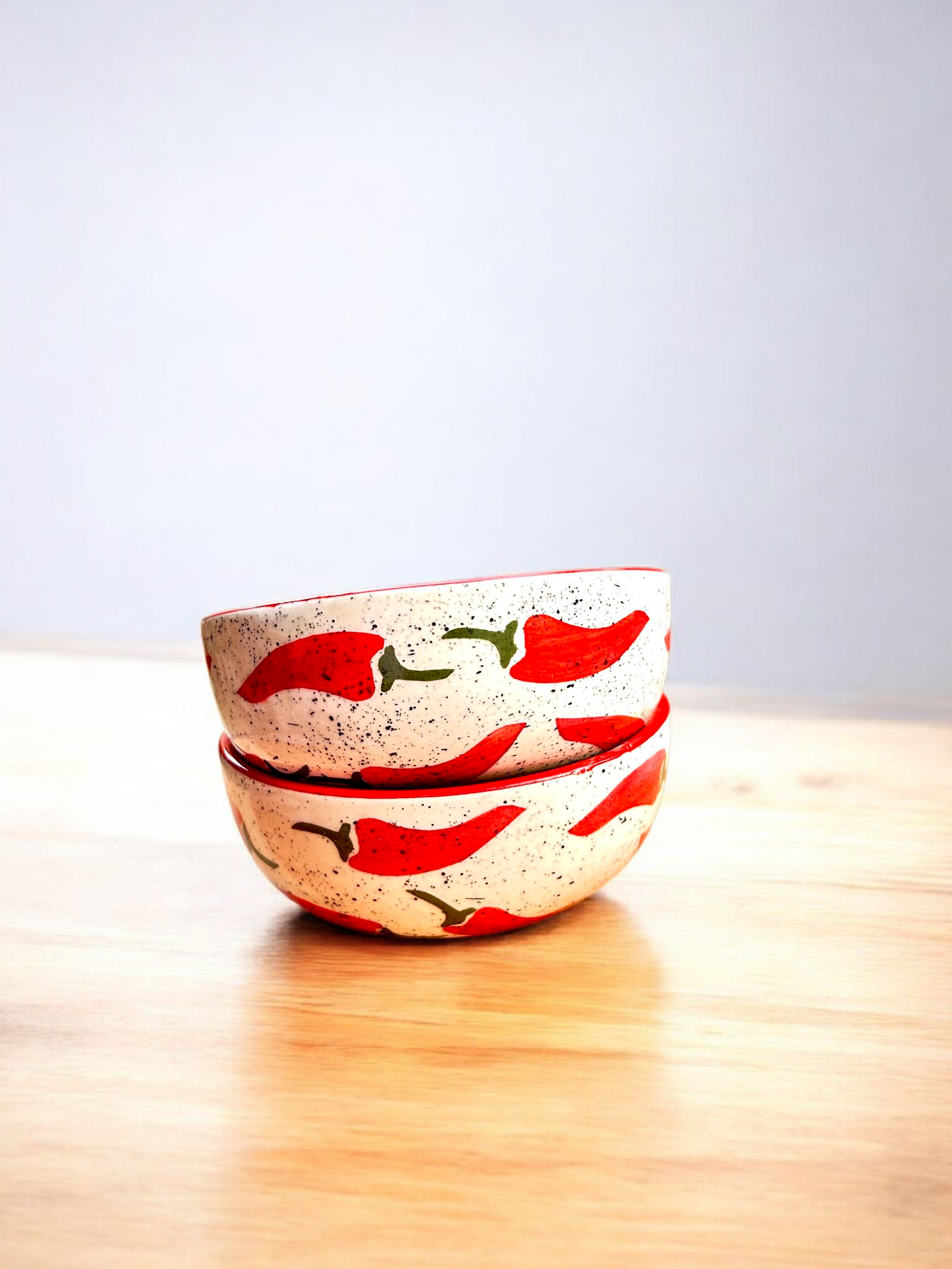 Spice Pop Collection – Hand-Painted Chili Pattern Ceramic Bowls (1Pc.)