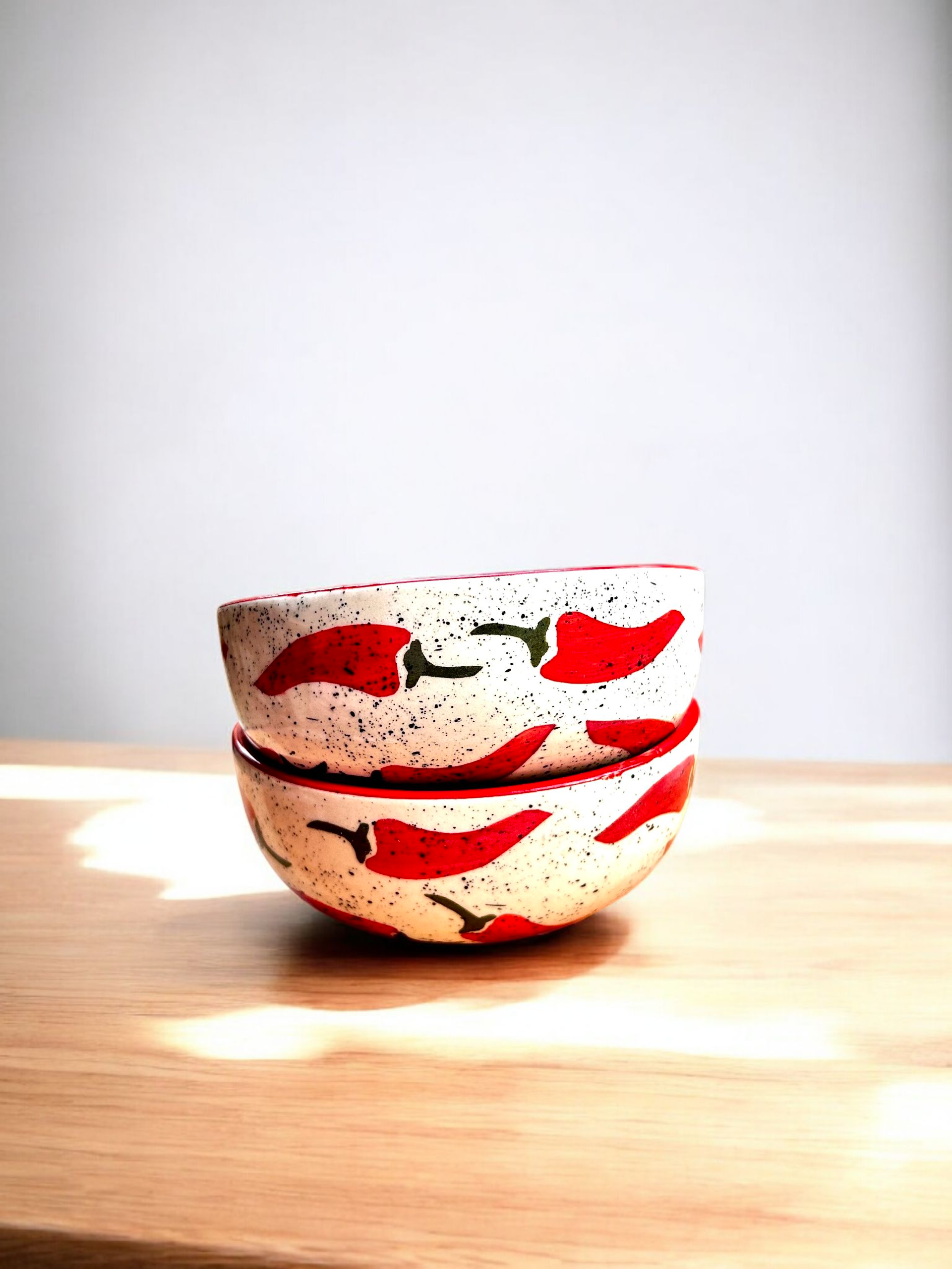 Spice Pop Collection – Hand-Painted Chili Pattern Ceramic Bowls (1Pc.)