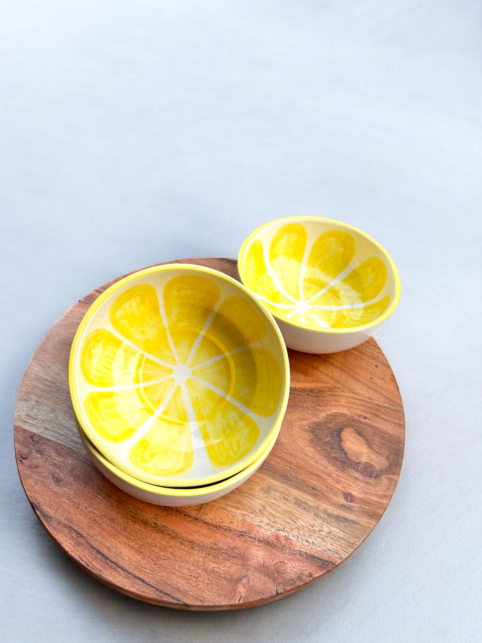 Citrus Bloom Collection – Lime Hand-Painted Ceramic Bowls