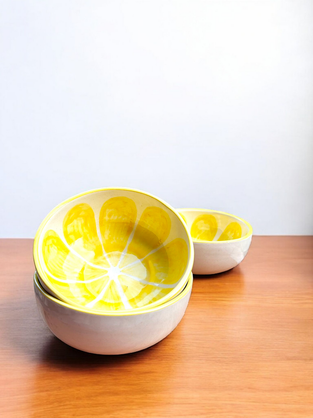 Citrus Bloom Collection – Lime Hand-Painted Ceramic Bowls