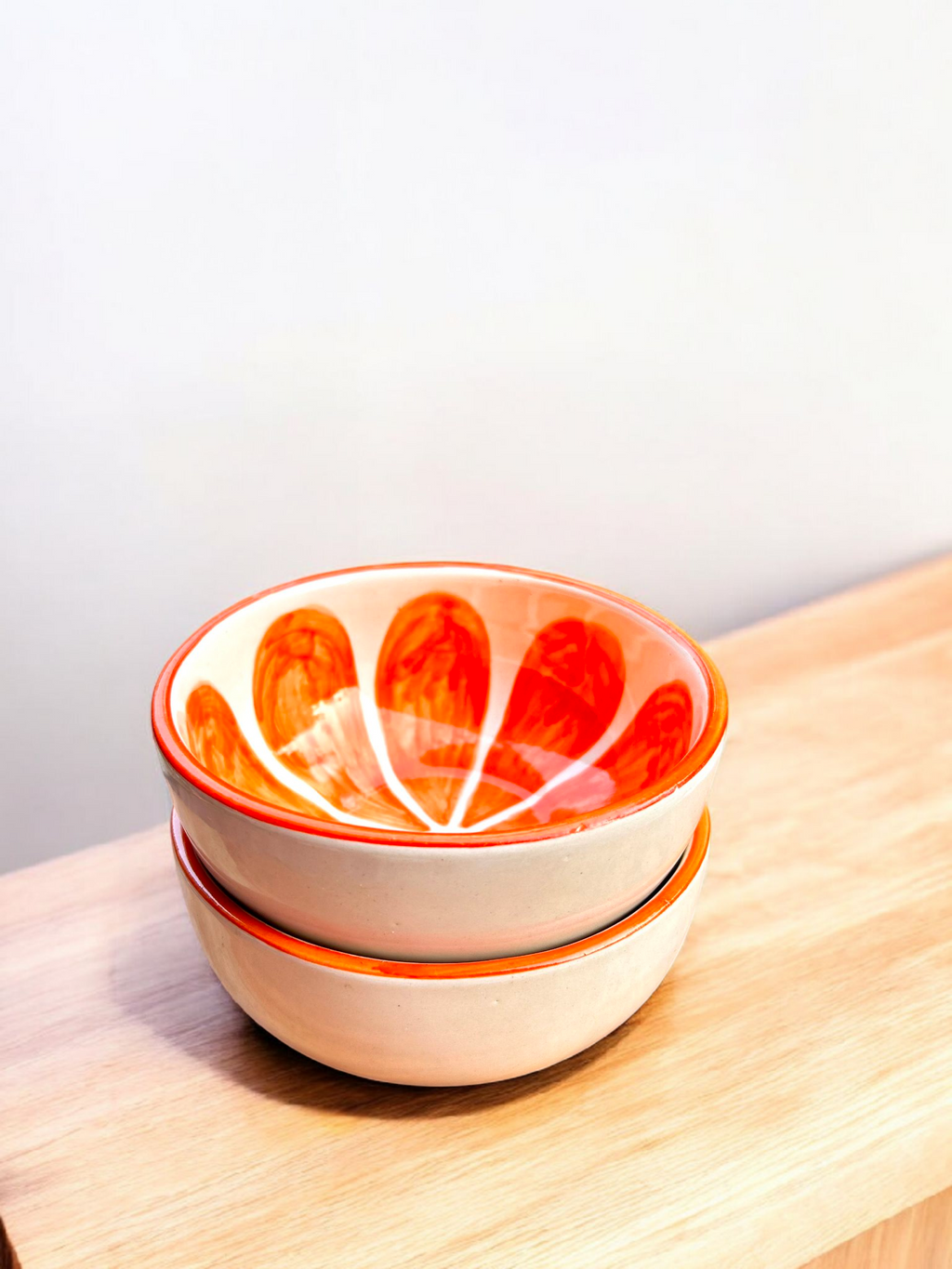 Citrus Bloom Collection – Orange Hand-Painted Ceramic Bowls