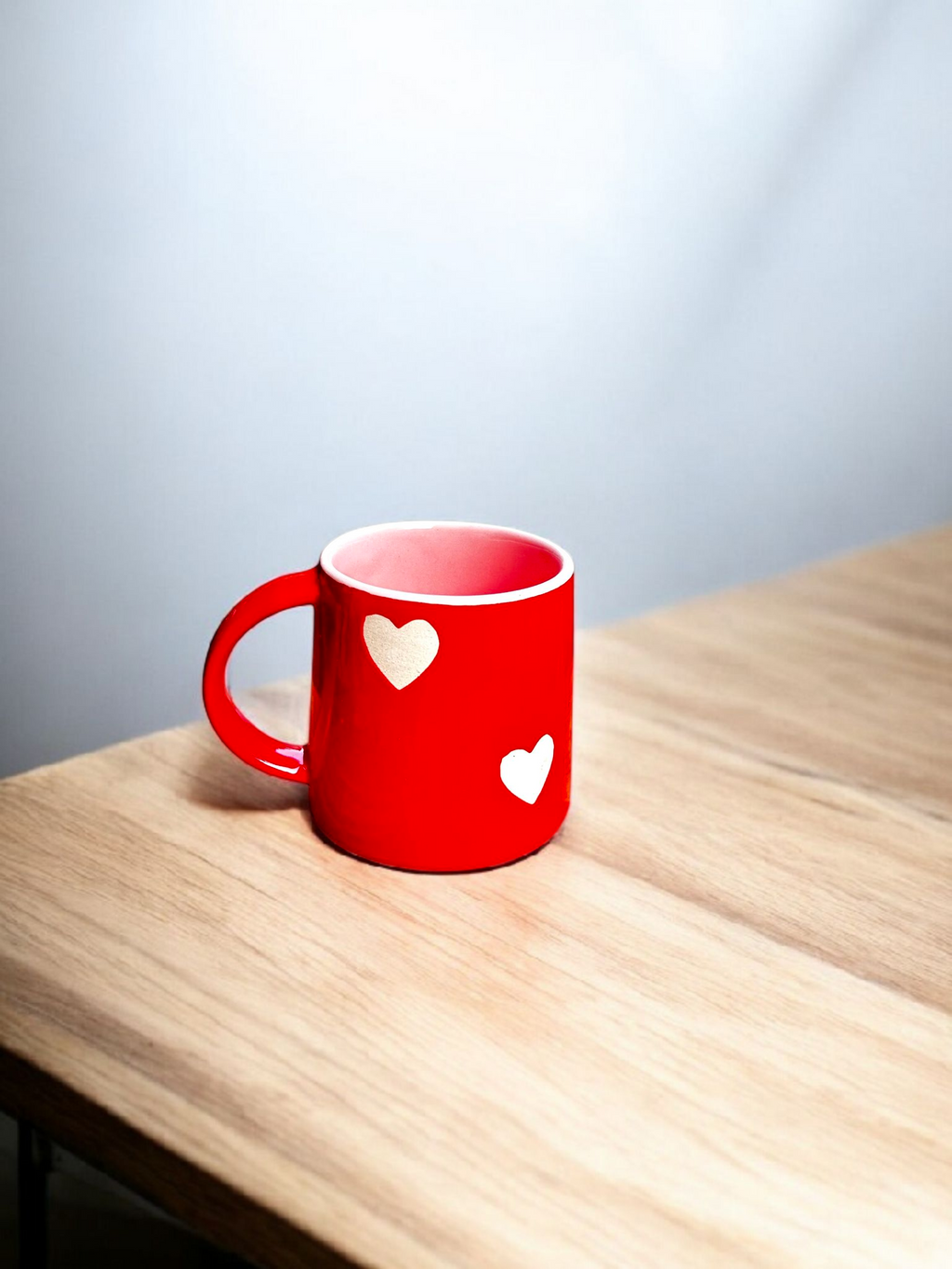 Handcrafted Red Heart Ceramic Mug