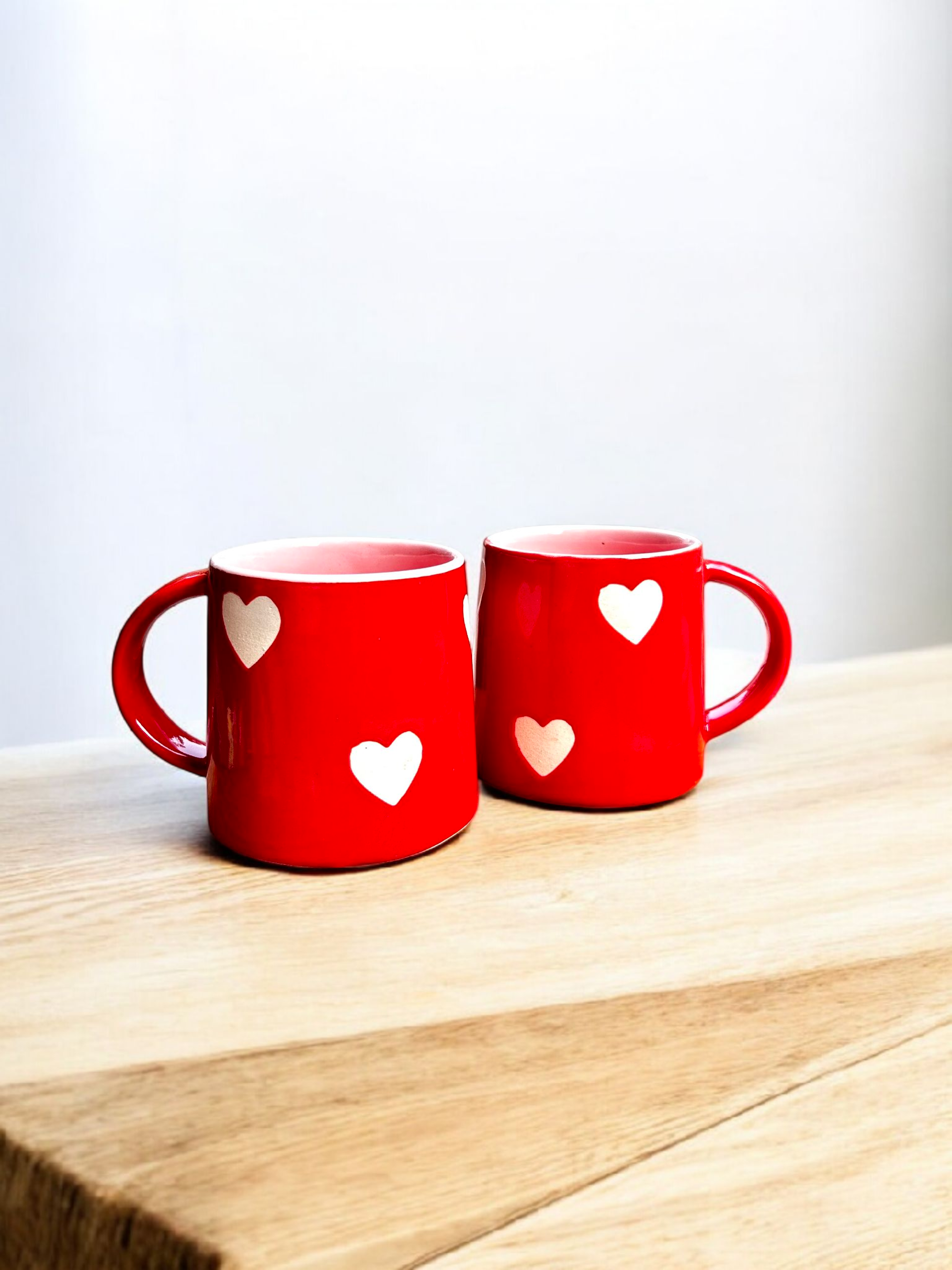 Handcrafted Red Heart Ceramic Mug