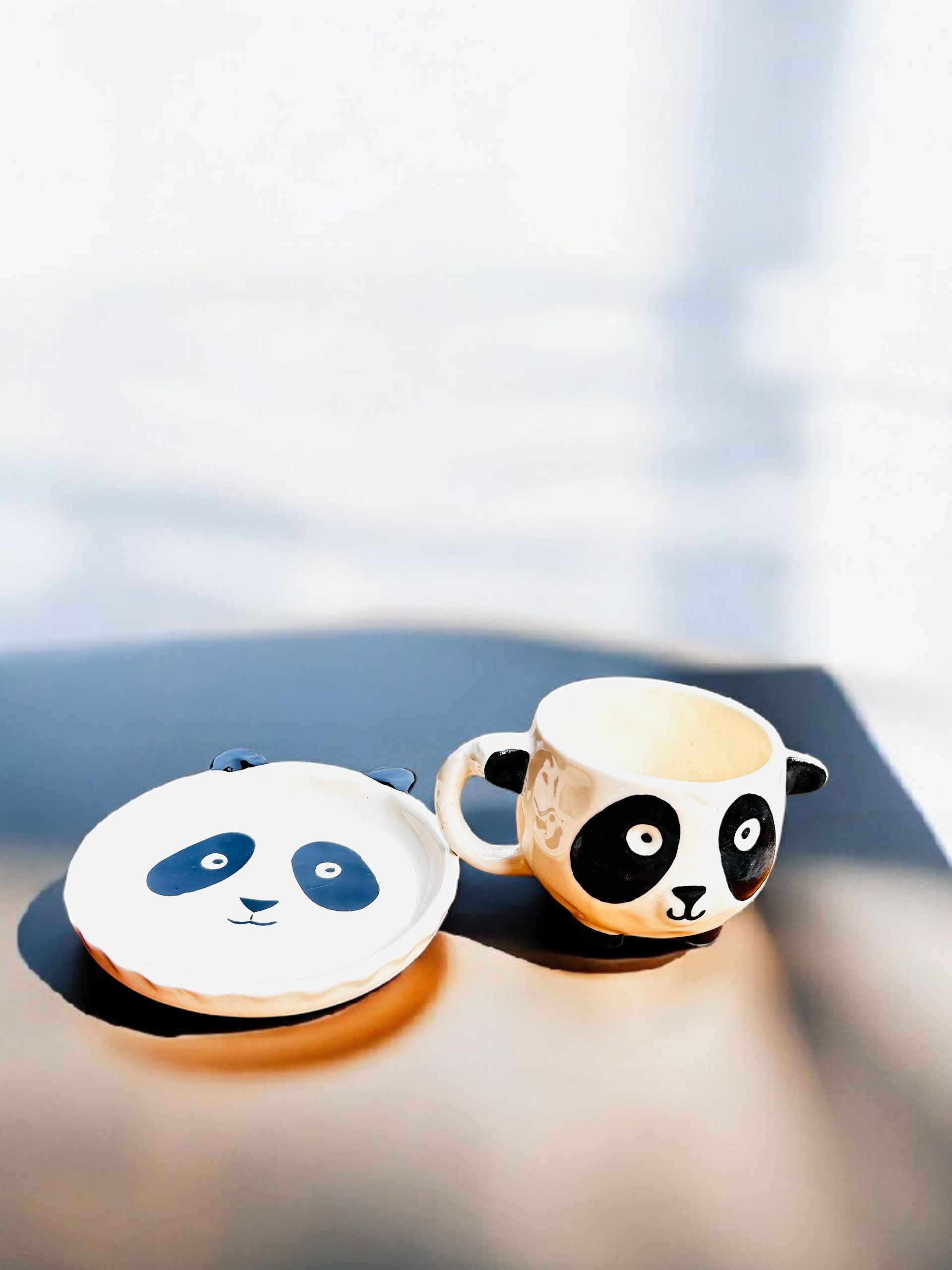 The Clear Clay Panda Ceramic Mug with Saucer set