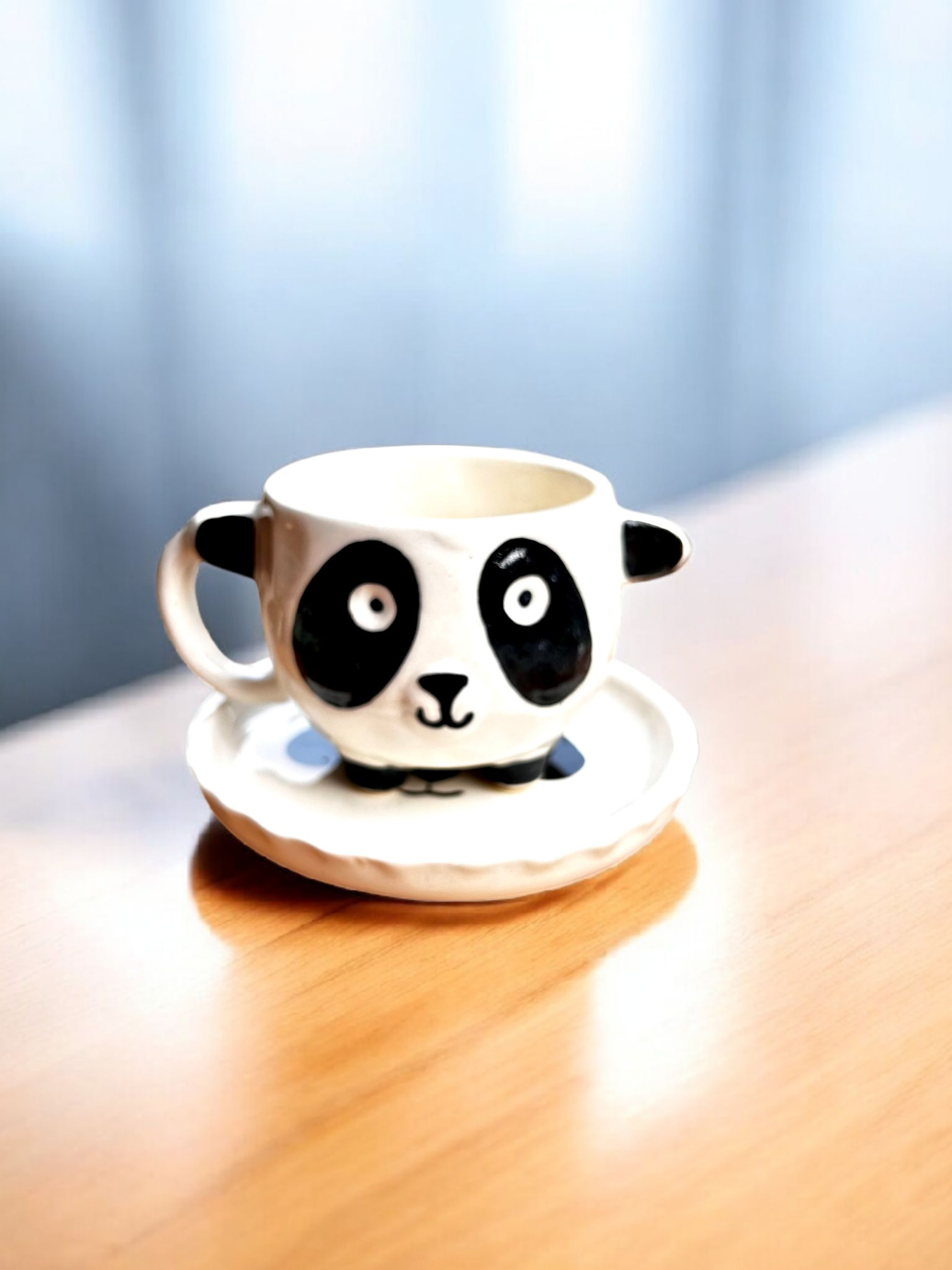 The Clear Clay Panda Ceramic Mug with Saucer set