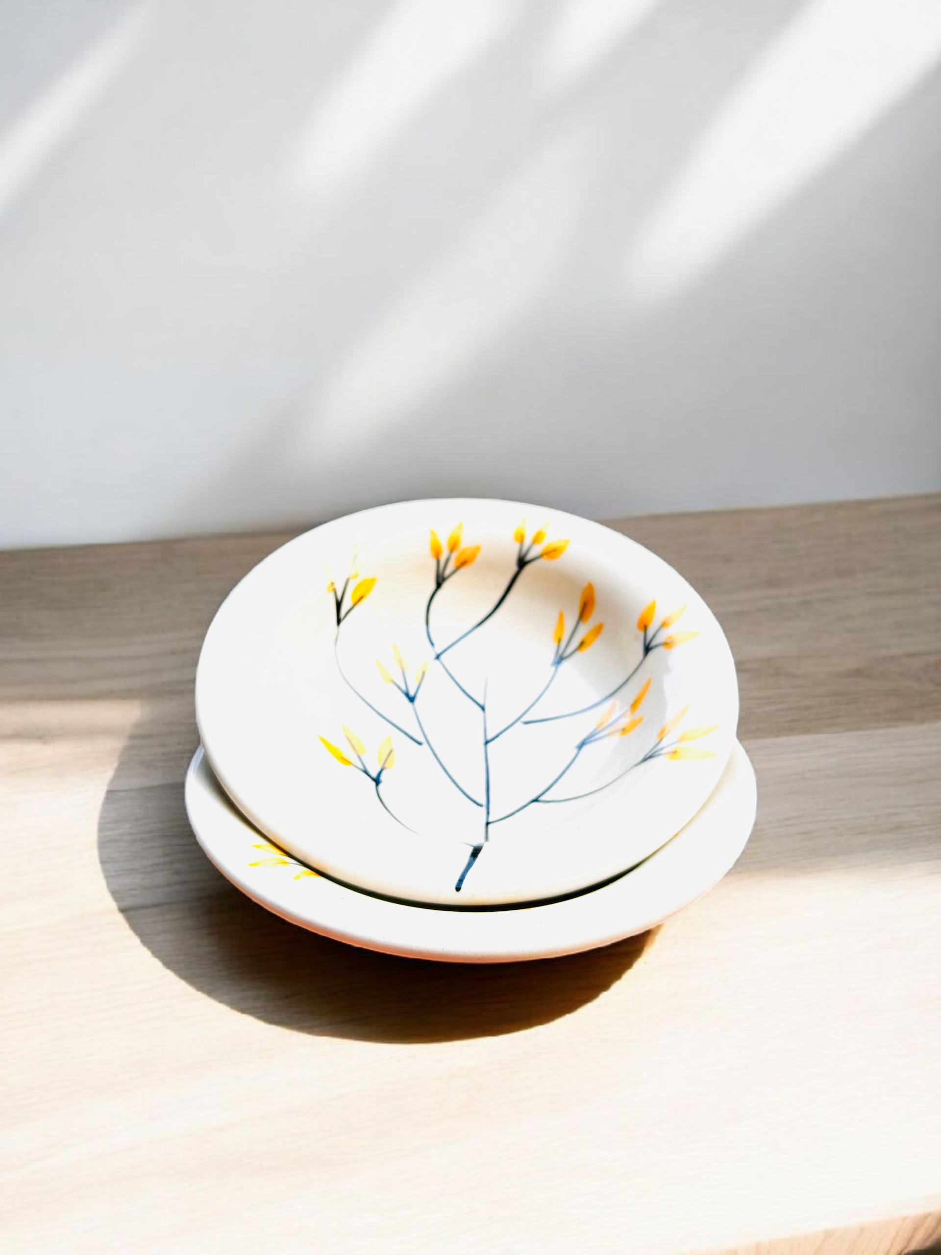 Yellow Branch Ceramic Pasta Plate (1 Pc.)