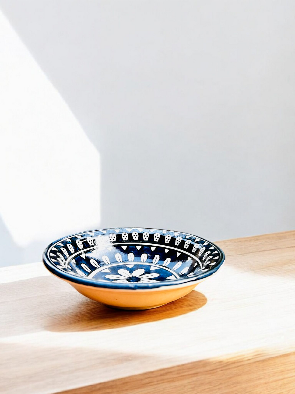 Teal Blue & White Floral Ceramic Pasta Plate (Set of 2)