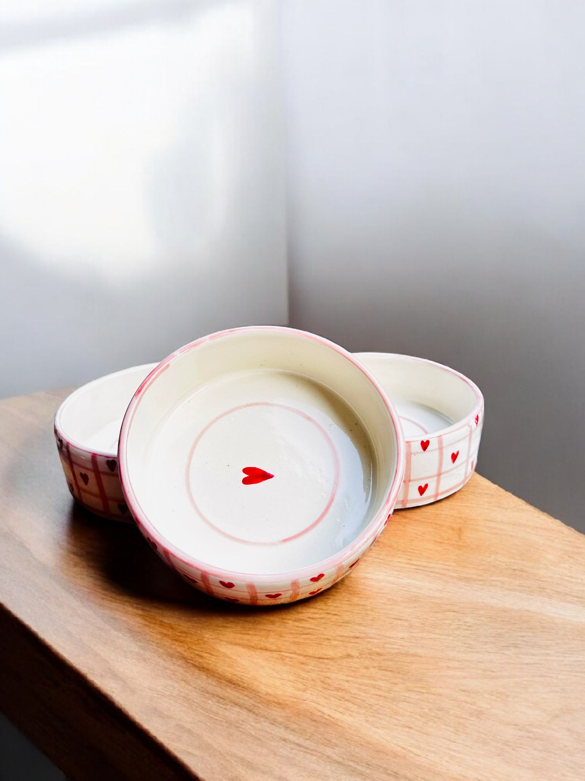 Red Hearts Ceramic Snack & Dessert Bowls (1 Pc.)