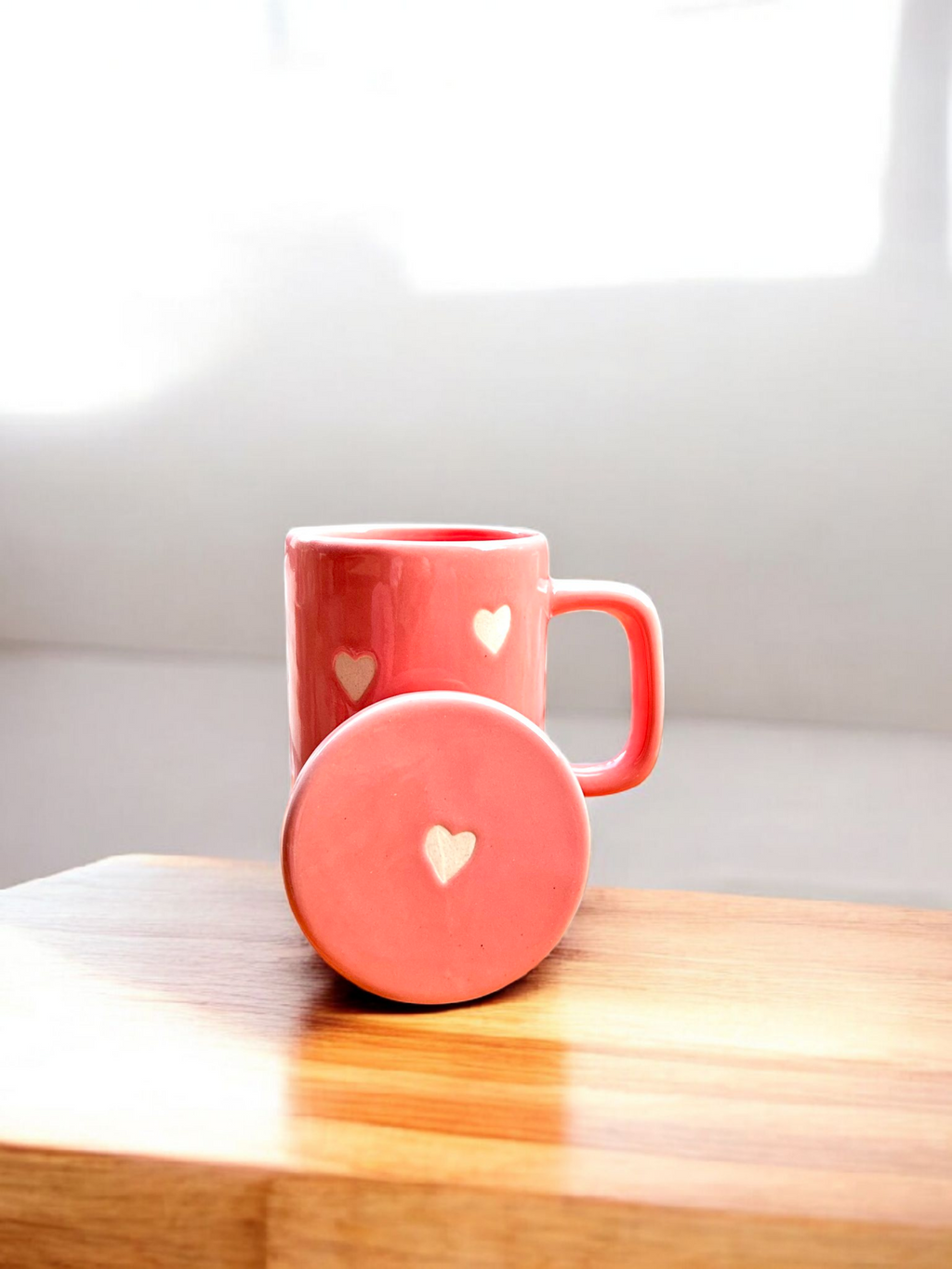 Blush Heart Mug With Lid