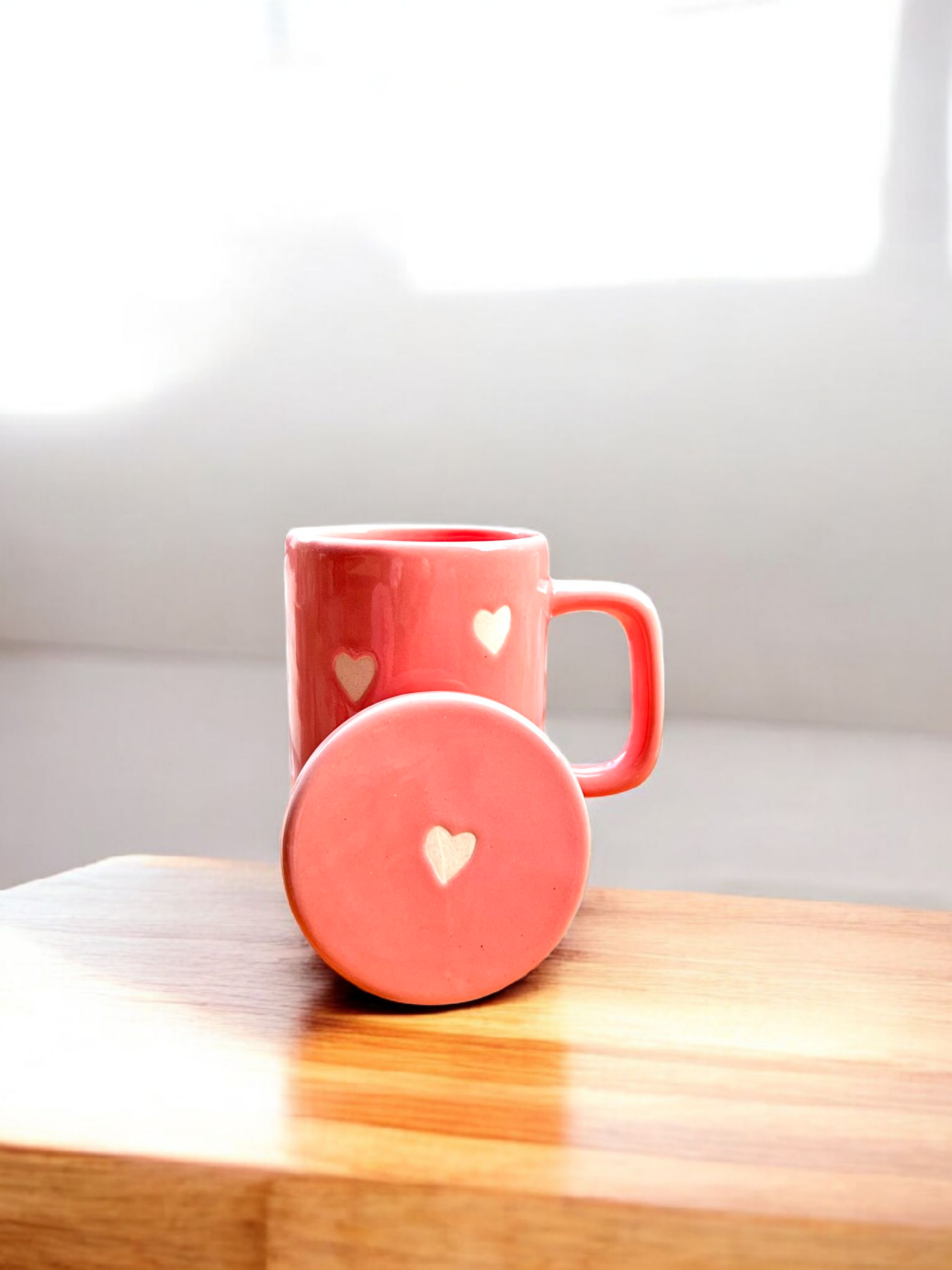 Blush Heart Mug With Lid