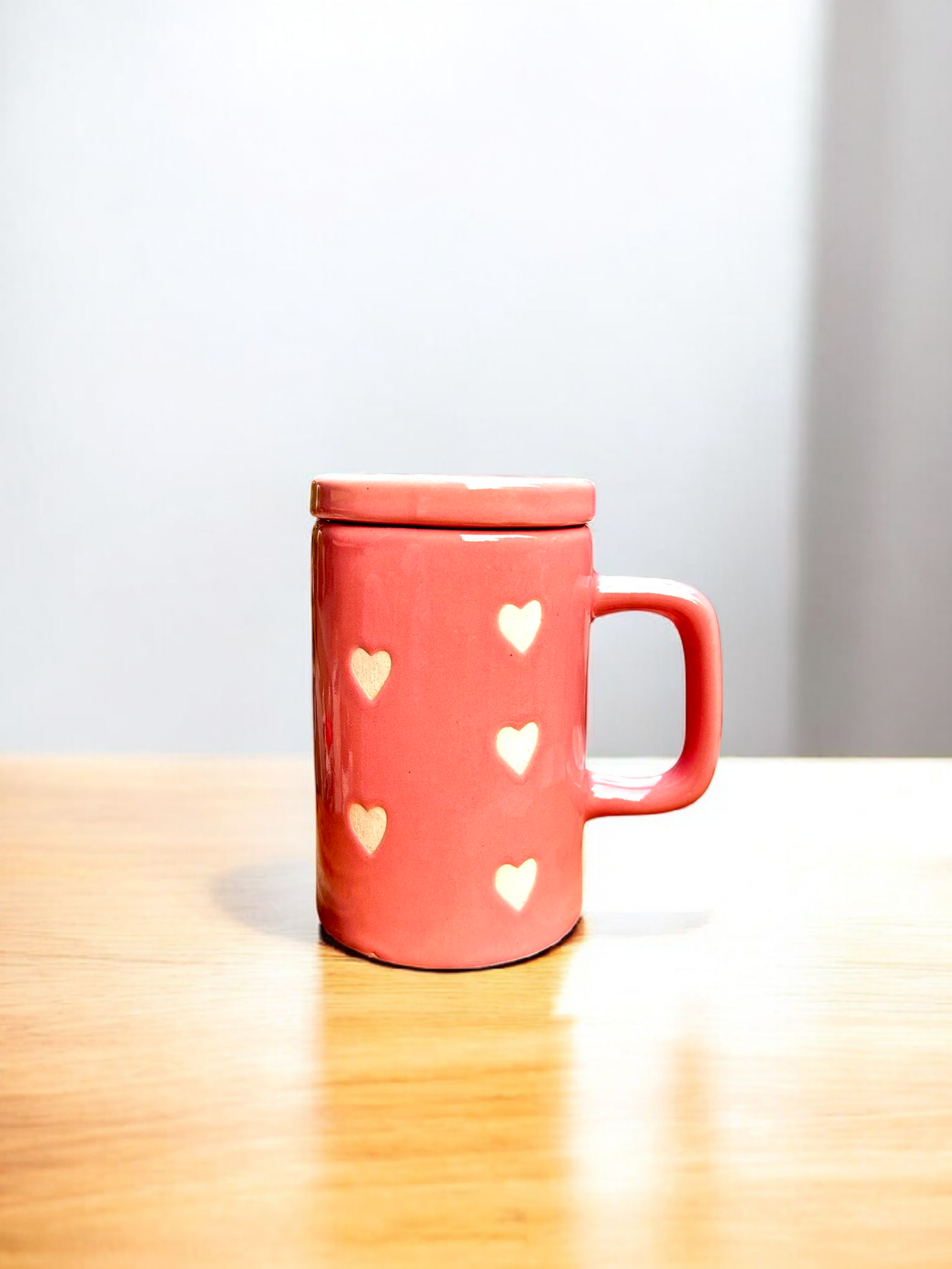 Blush Heart Mug With Lid