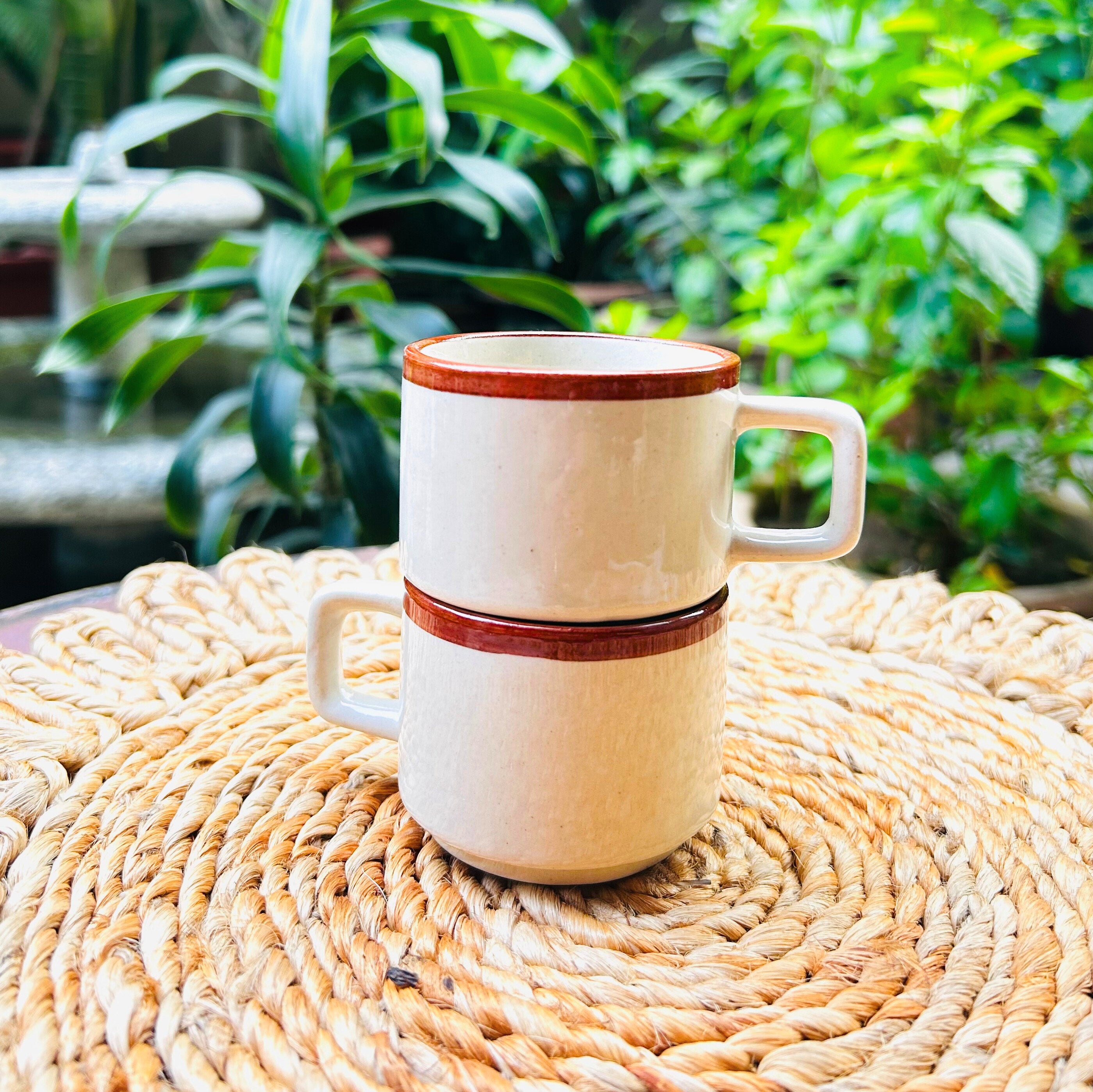 Rustic Brown Rim Coffee Espresso Shot Mugs