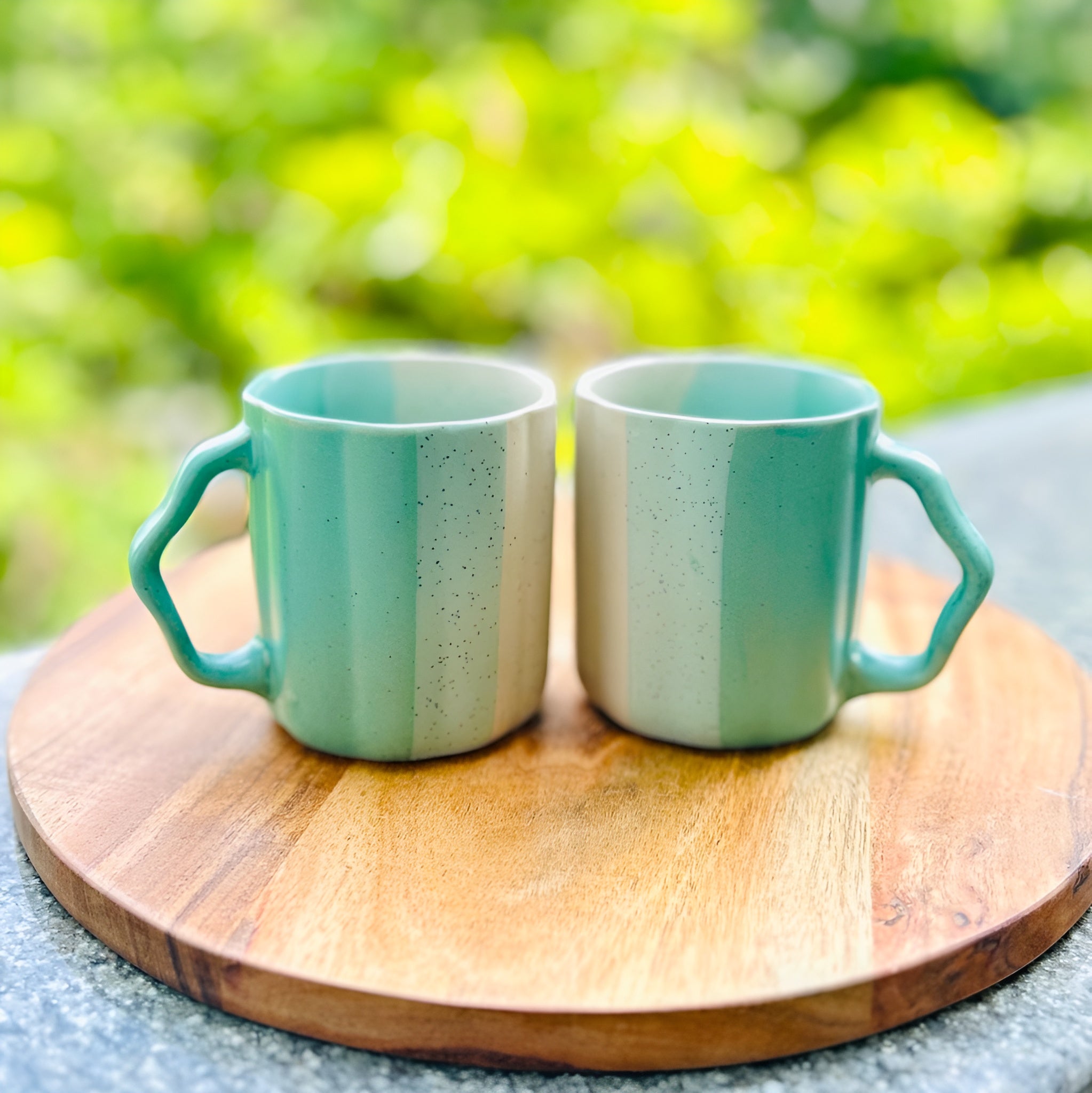 Modern Mint Ombre Pastel Coffee Mugs with unique handle (1Pc.)