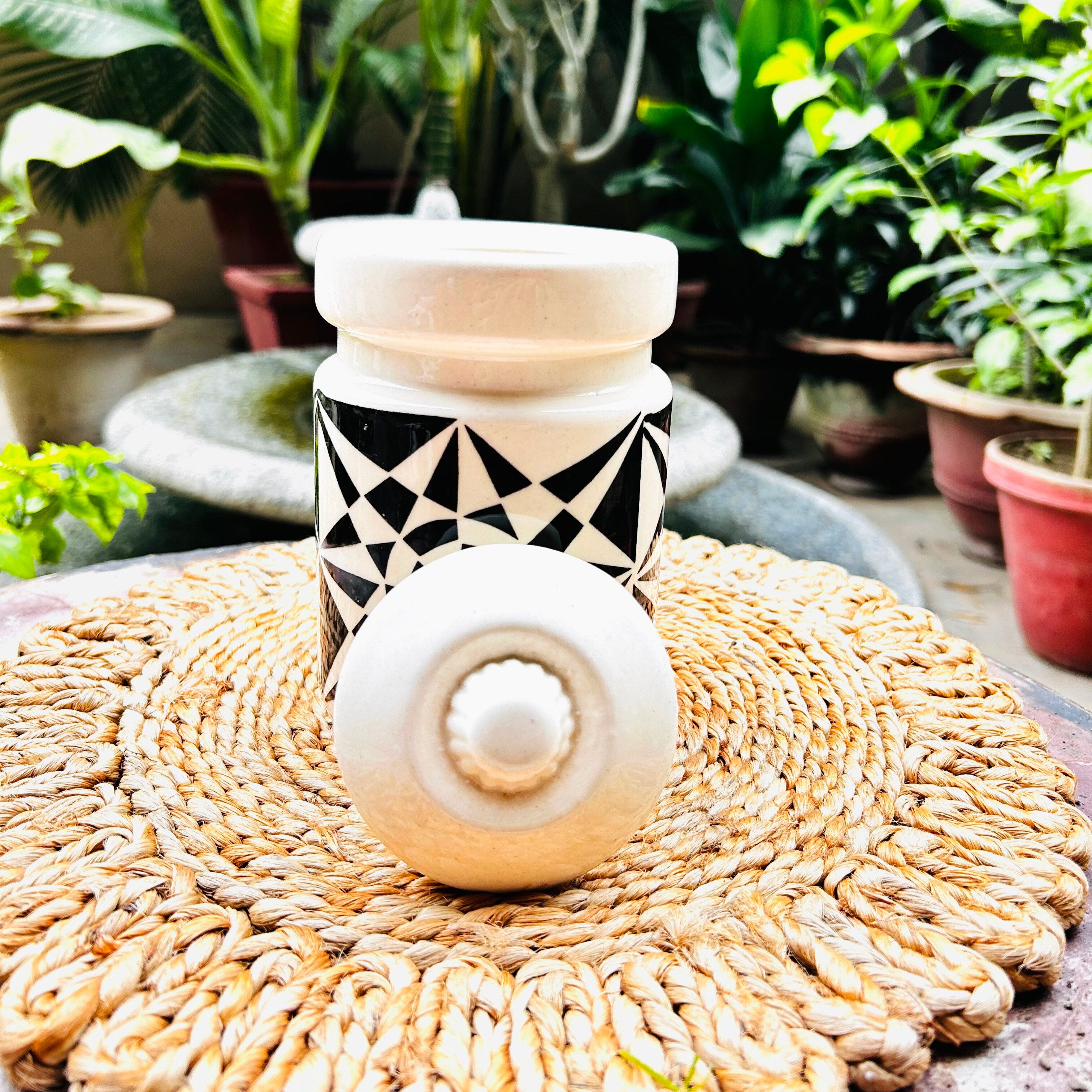GeoBloom Black & White Mandala Container with Lid