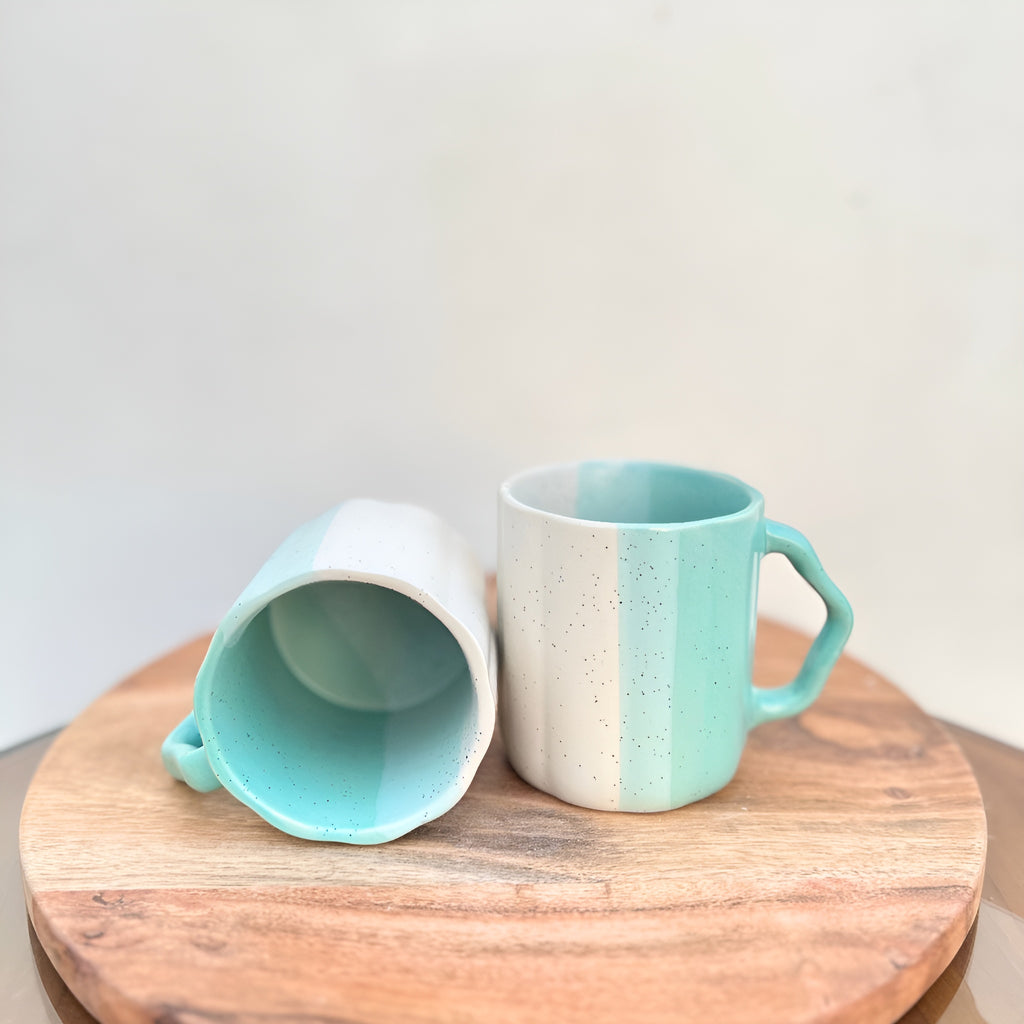 Modern Mint Ombre Pastel Coffee Mugs with unique handle (1Pc.)