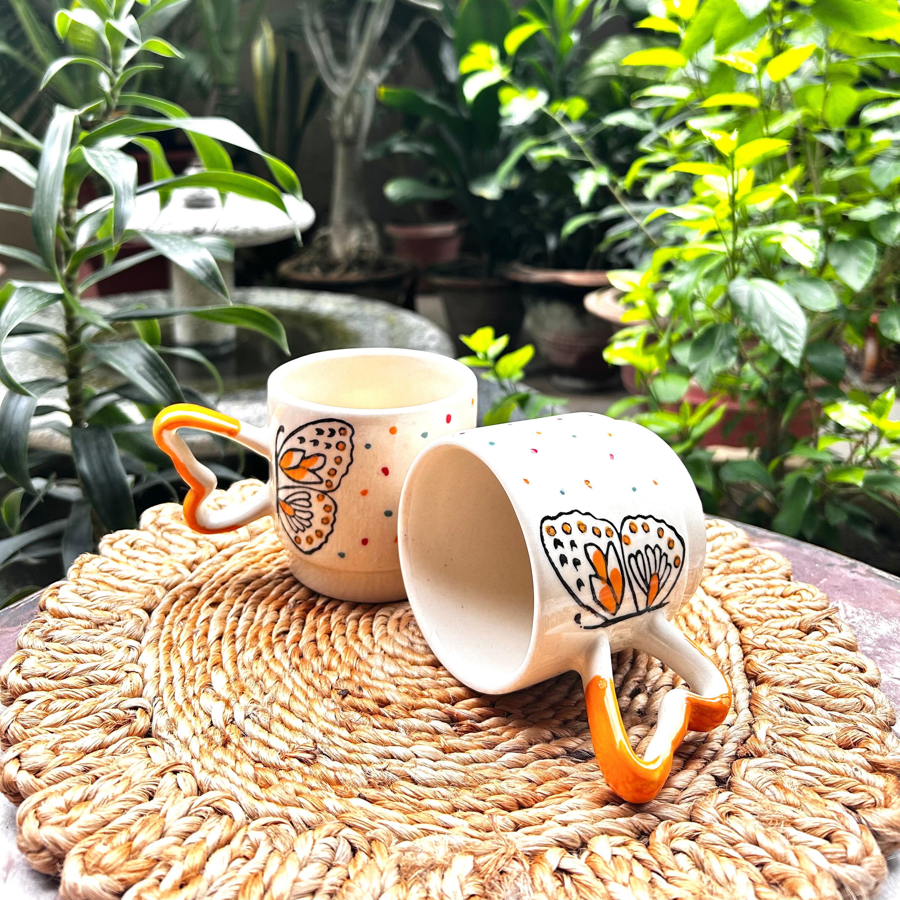 Cream Mustard with Butterfly & Heart Handle