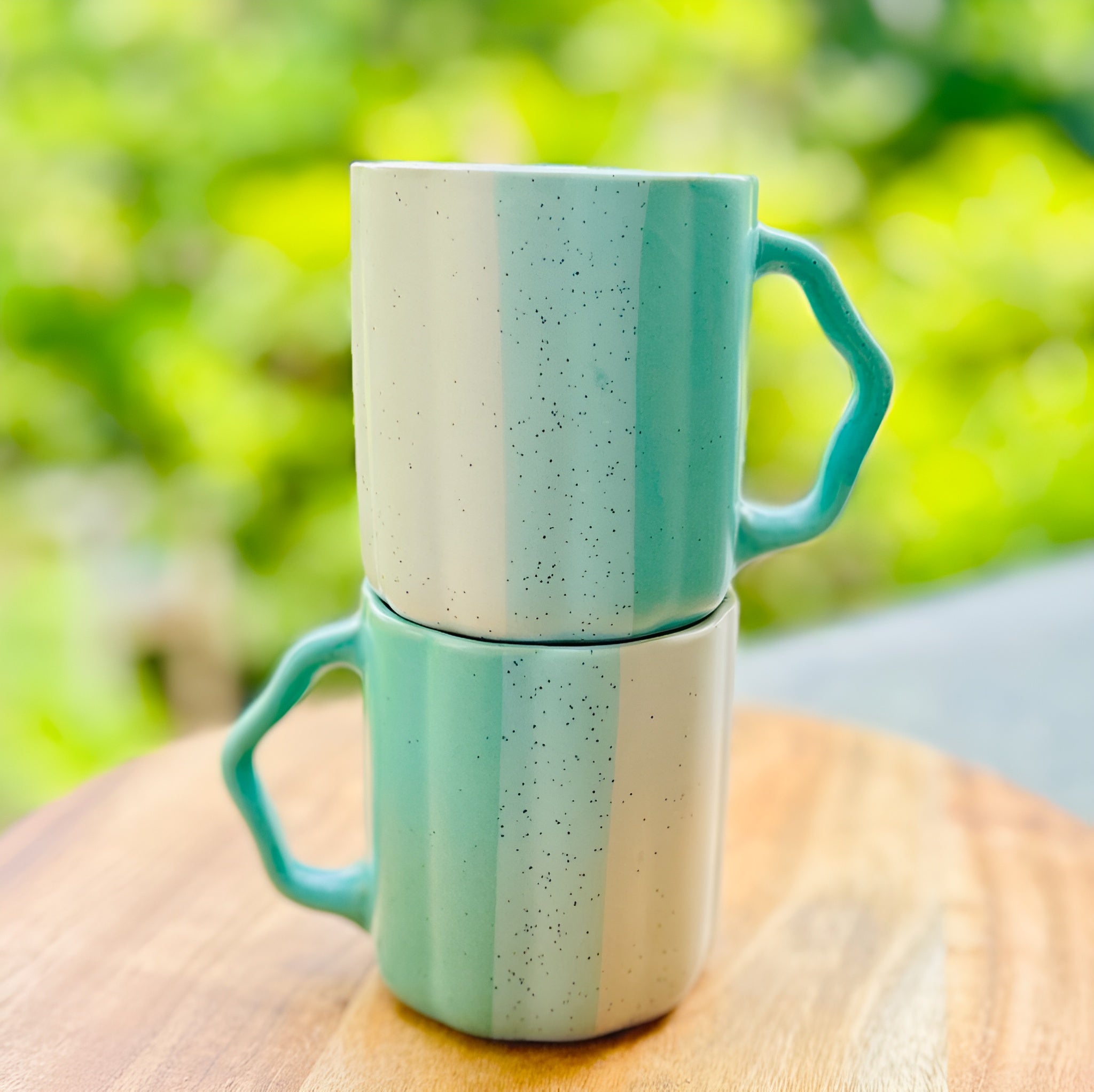 Modern Mint Ombre Pastel Coffee Mugs with unique handle (1Pc.)