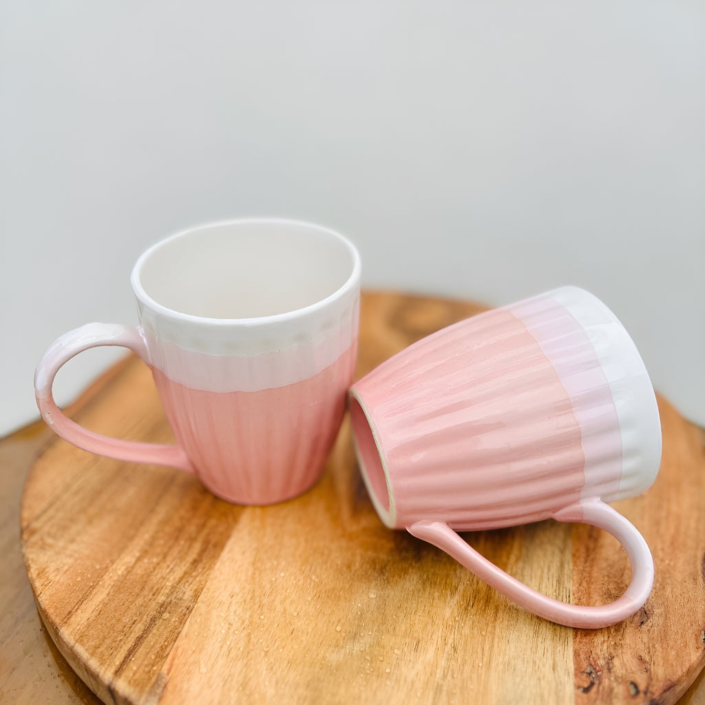 Blush Bloom Dual Tone Ceramic Mug- Set of 2