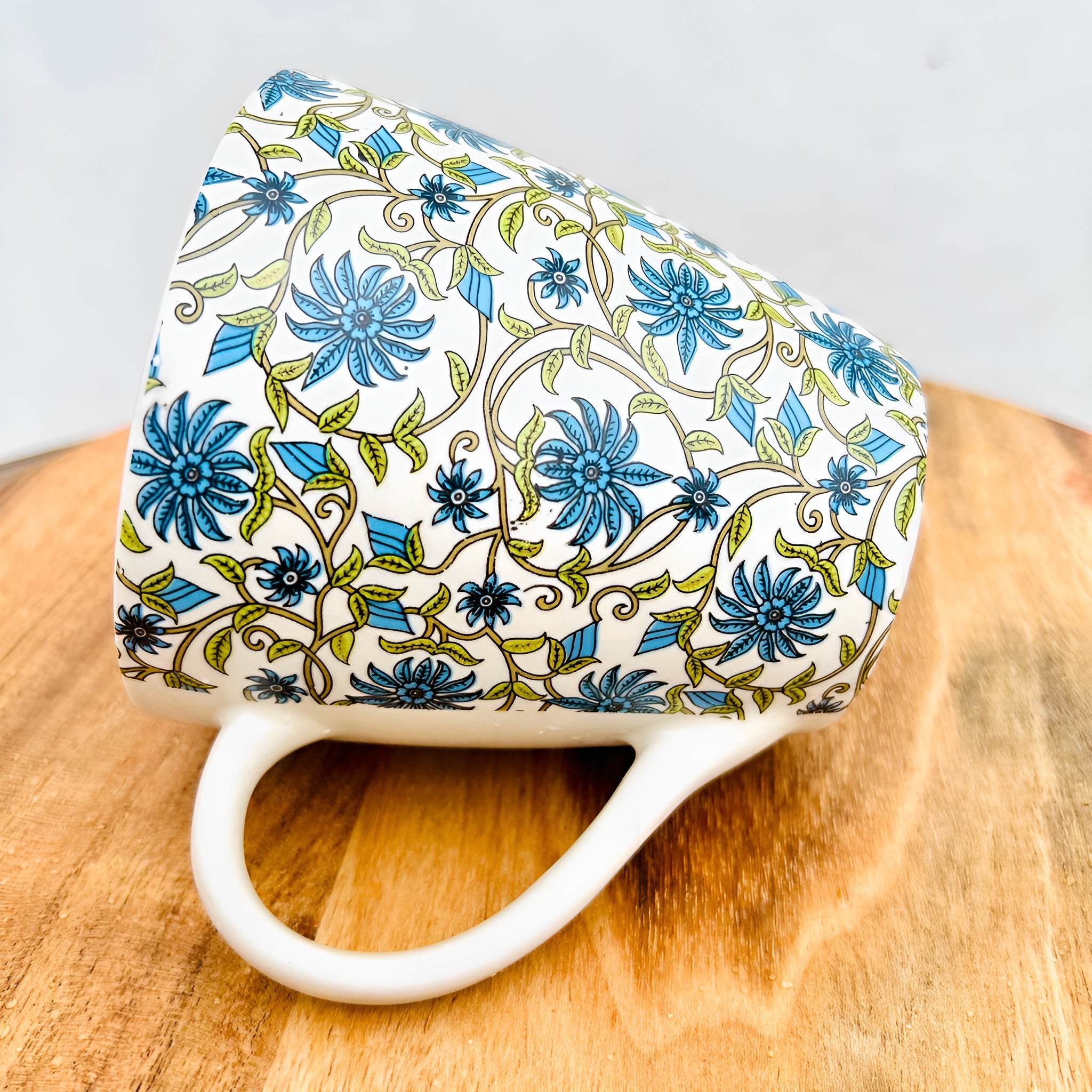 Blue Blossom Floral Handcrafted Ceramic Mug Set