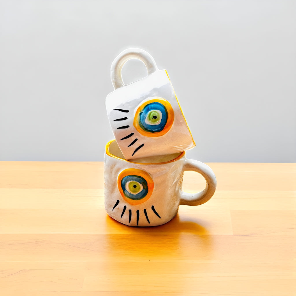 Nazar Charm Handcrafted Ceramic Tea/Coffee Mug Set