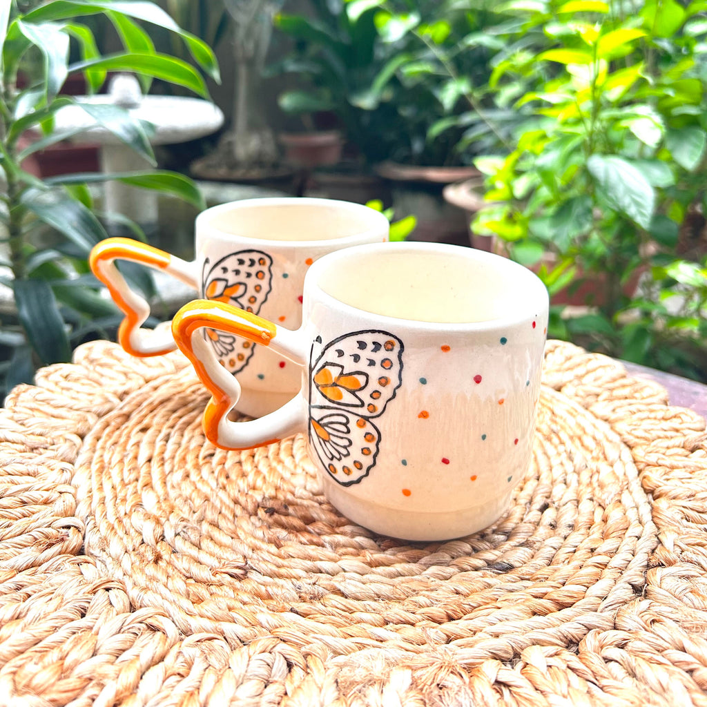 Cream Mustard with Butterfly & Heart Handle