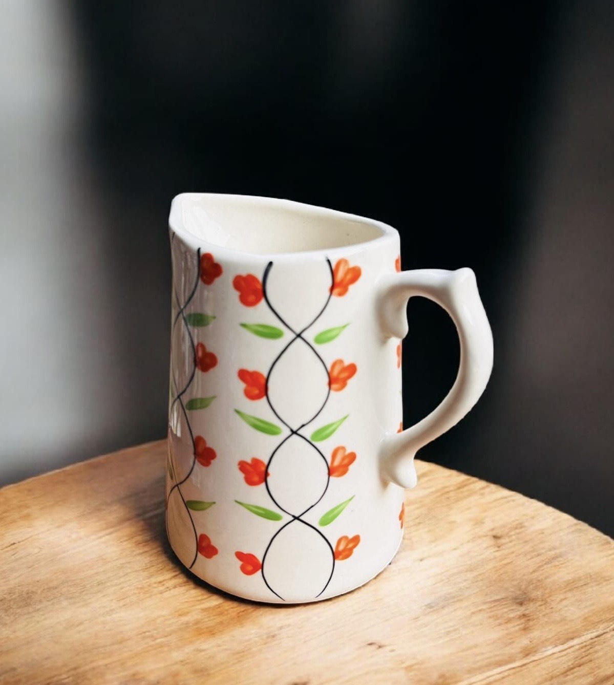 BloomTrail Hand-Painted Ceramic Water/ Milk Jug