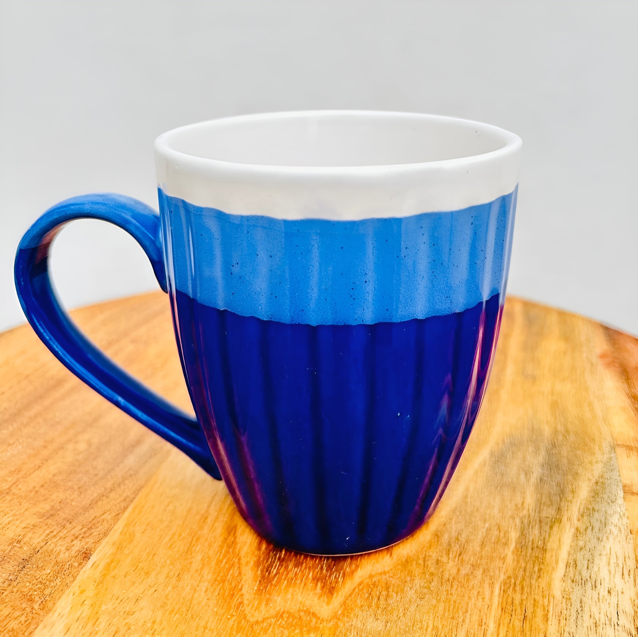Azure Dual - Tone Wave Blue Ceramic Mug (Set of 2)