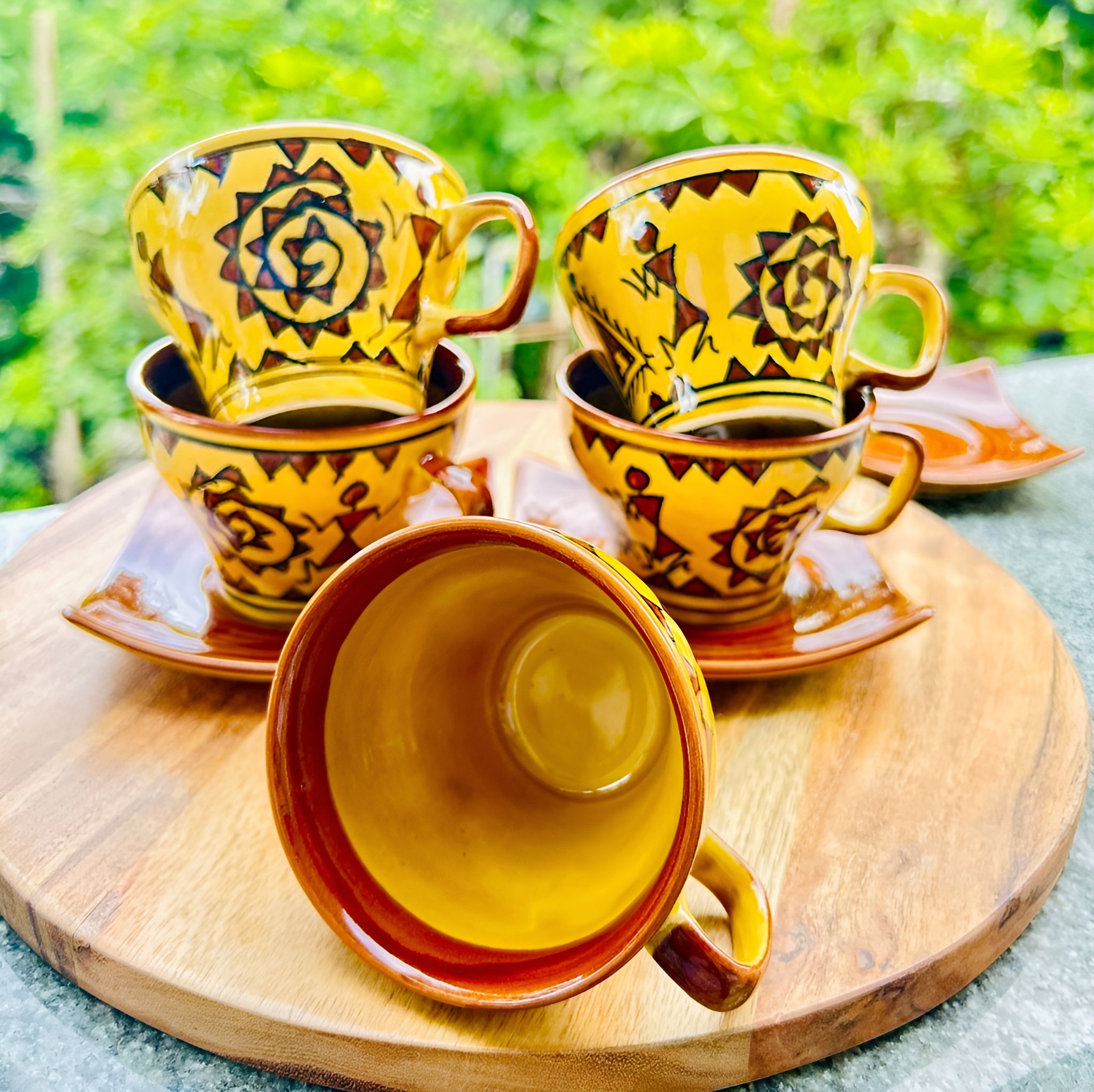 Warli Art Ceramic Tea/Coffee Cup Saucer Set