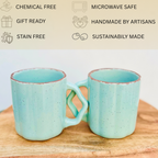 Mint Green Coffee Cup with Designer Handle - Handmade Ceramic Mug
