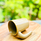 Beige Long Handle Coffee Cup - Handmade Ceramic Mug 320 ml