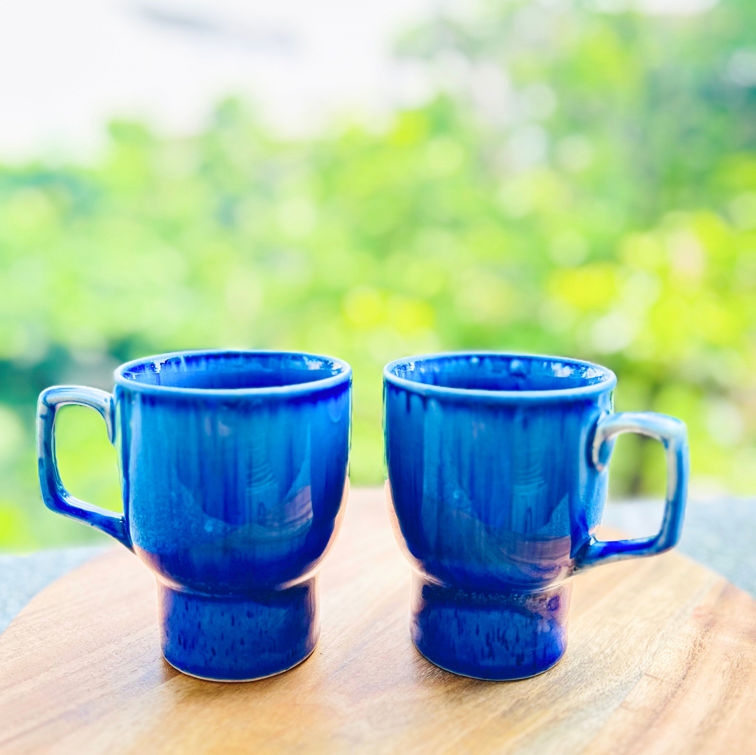 Deep Blue Ombre Artisan Coffee Cup - Handnjkmade Ceramic Mug