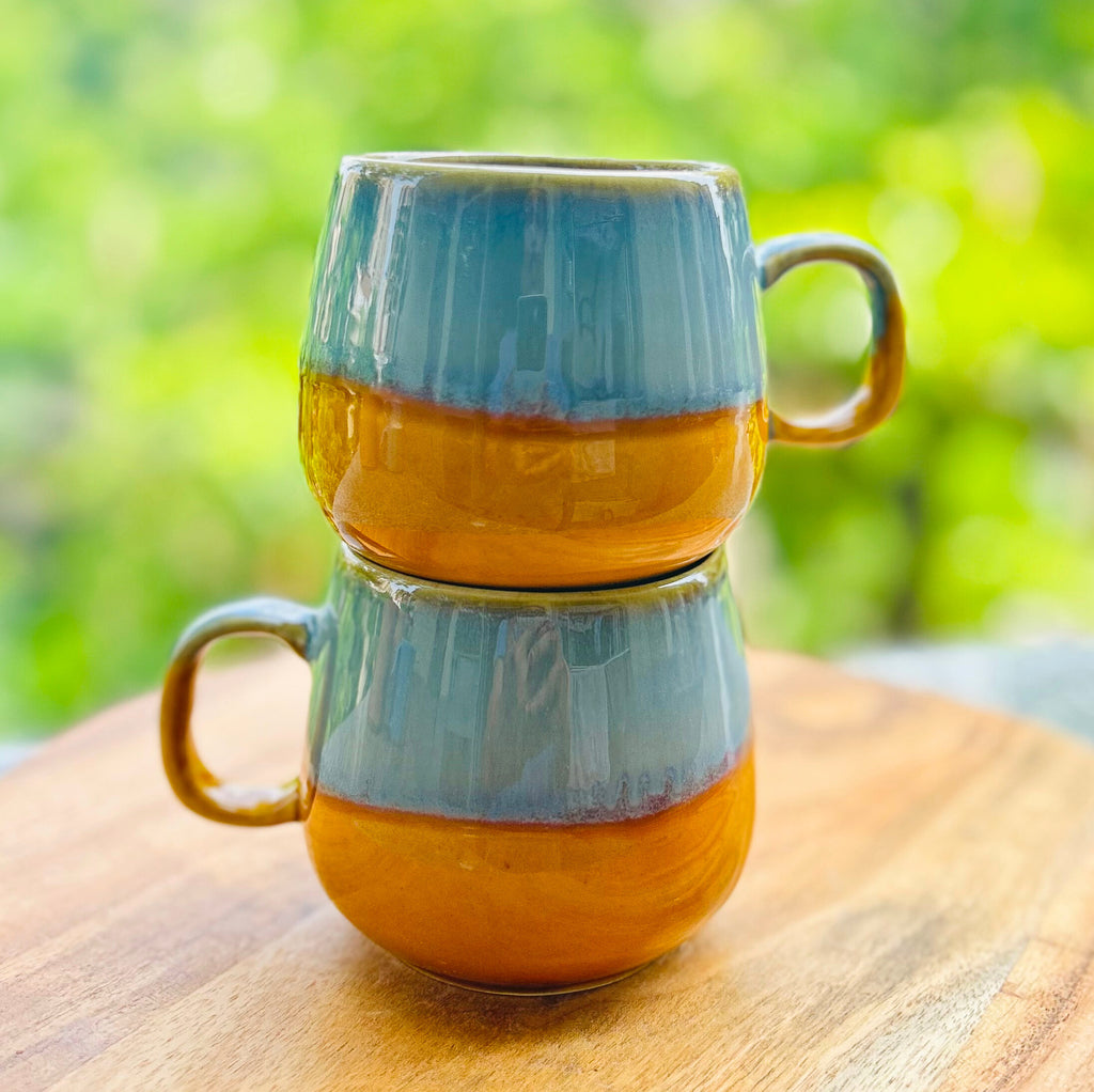 Grey & Mustard Two-Tone - Handmade Ceramic Coffee Mug 330 ml