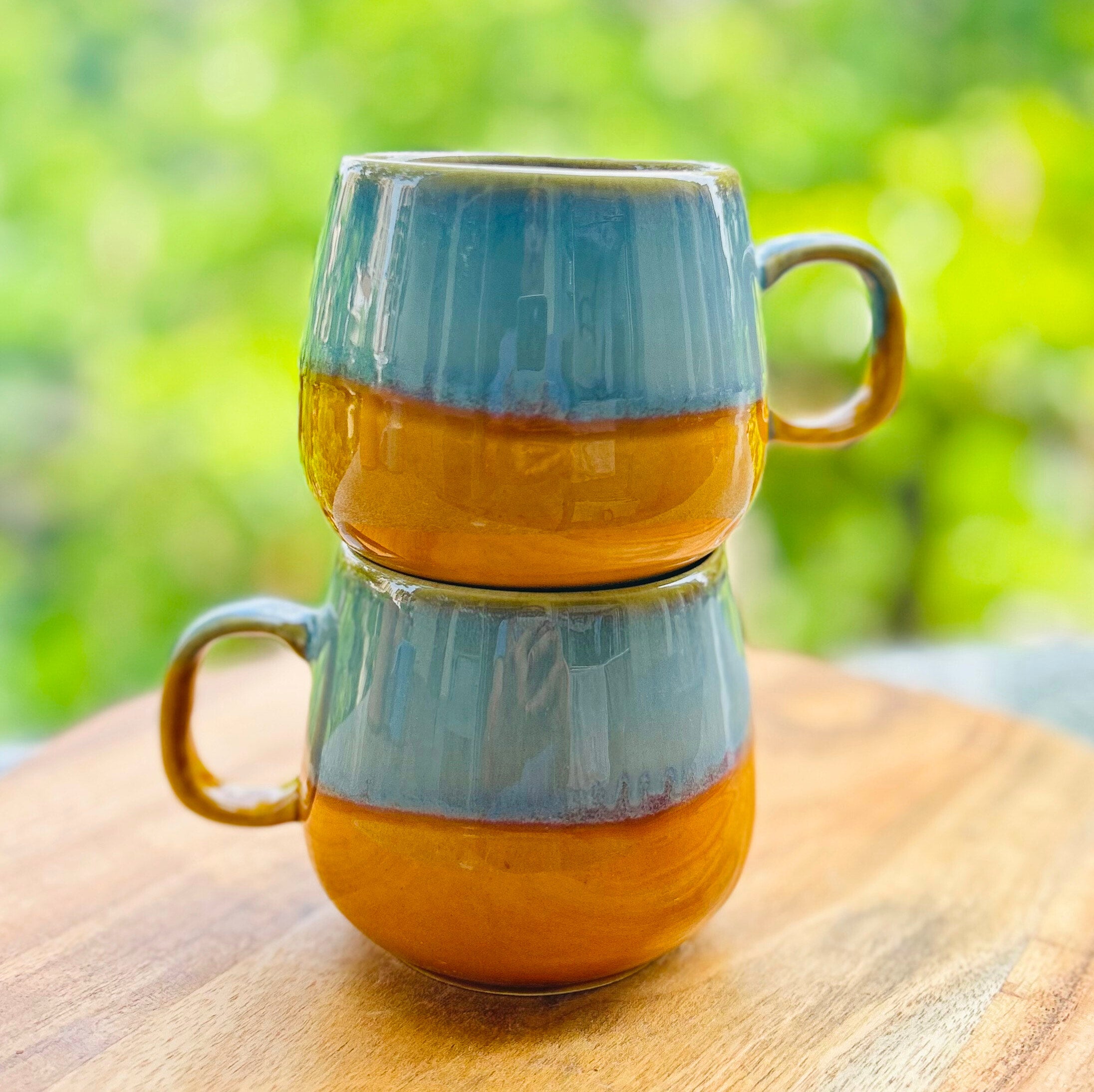 Grey & Mustard Two-Tone - Handmade Ceramic Coffee Mug 330 ml