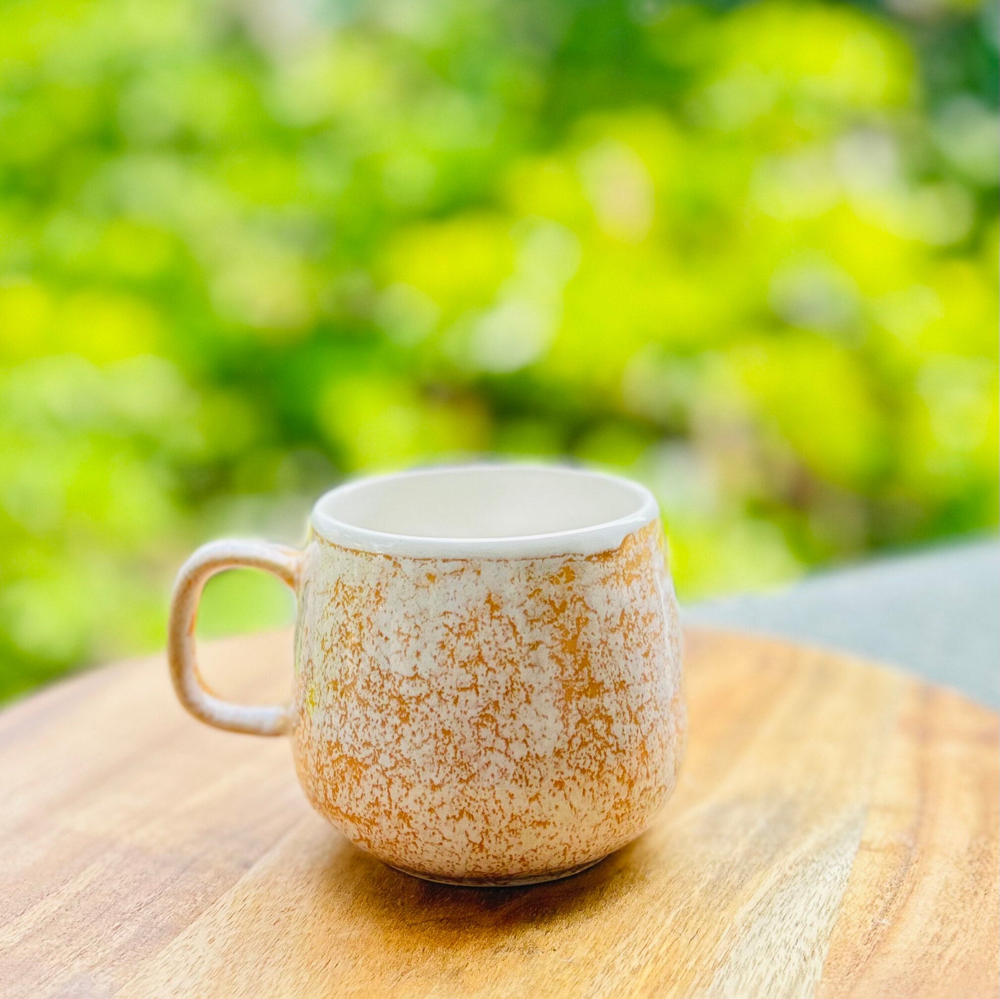 White & Peach Speckled Glossy - Handmade Coffee/Tea Ceramic Mug 300 ml