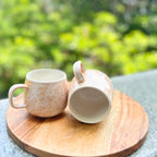 White & Peach Speckled Glossy - Handmade Coffee/Tea Ceramic Mug 300 ml