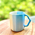 Blue & White Dual-Tone with Textured Handle - Handmade Ceramic Coffee Mug 250 ml