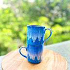Blue & White Gradient Glaze Glossy Hand Painted - Handmade Ceramic Coffee Mug 260 ml