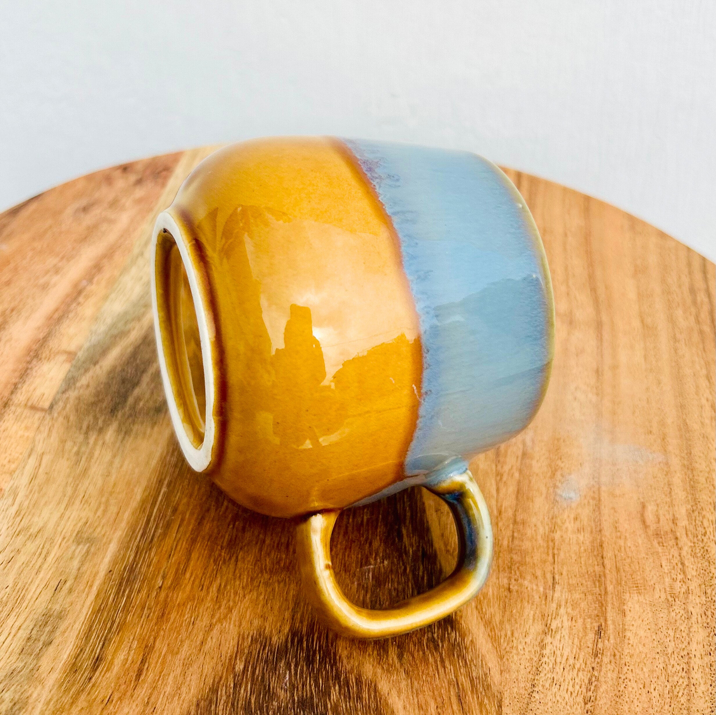 Grey & Mustard Two-Tone - Handmade Ceramic Coffee Mug 330 ml