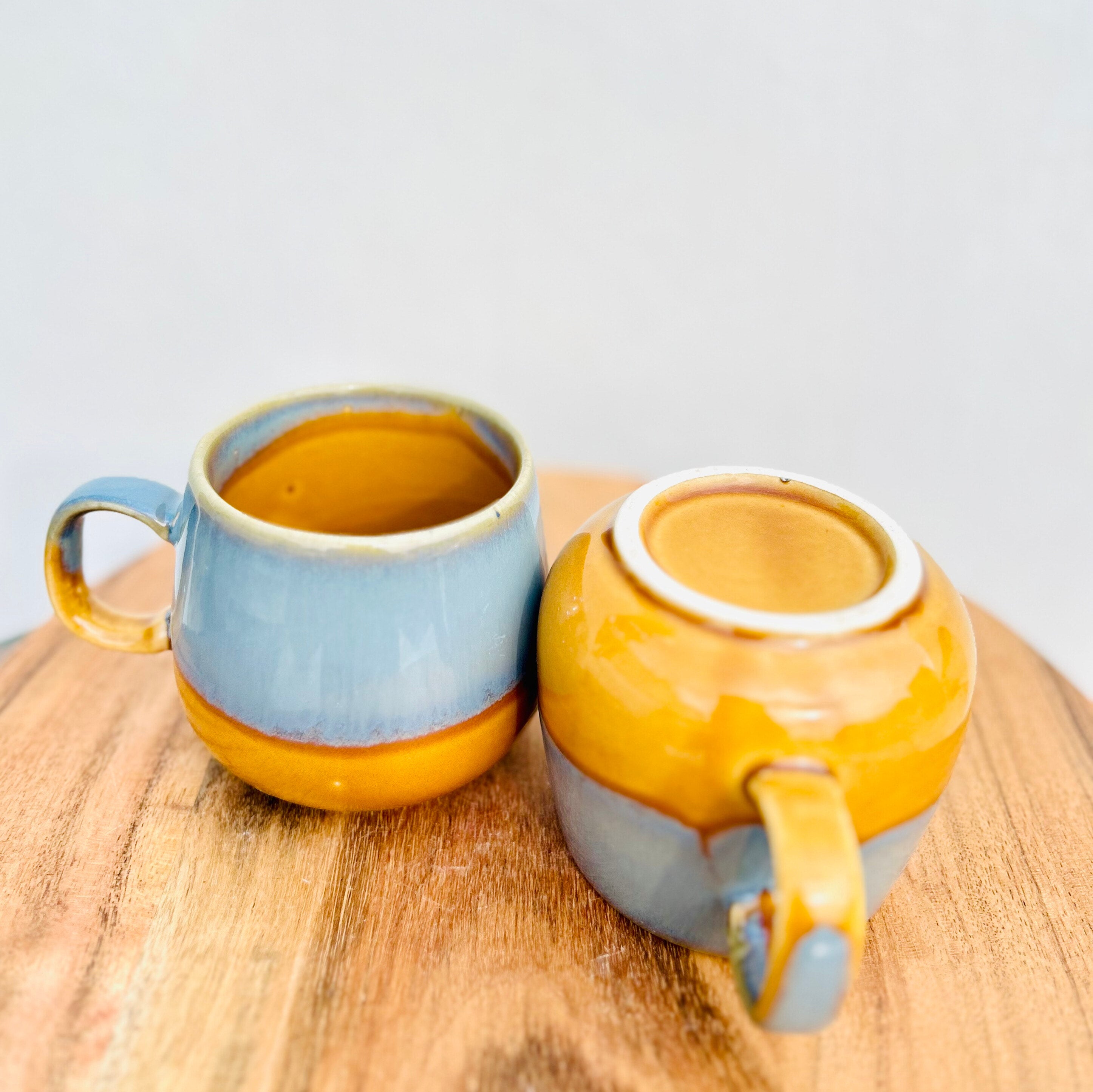 Grey & Mustard Two-Tone - Handmade Ceramic Coffee Mug 330 ml
