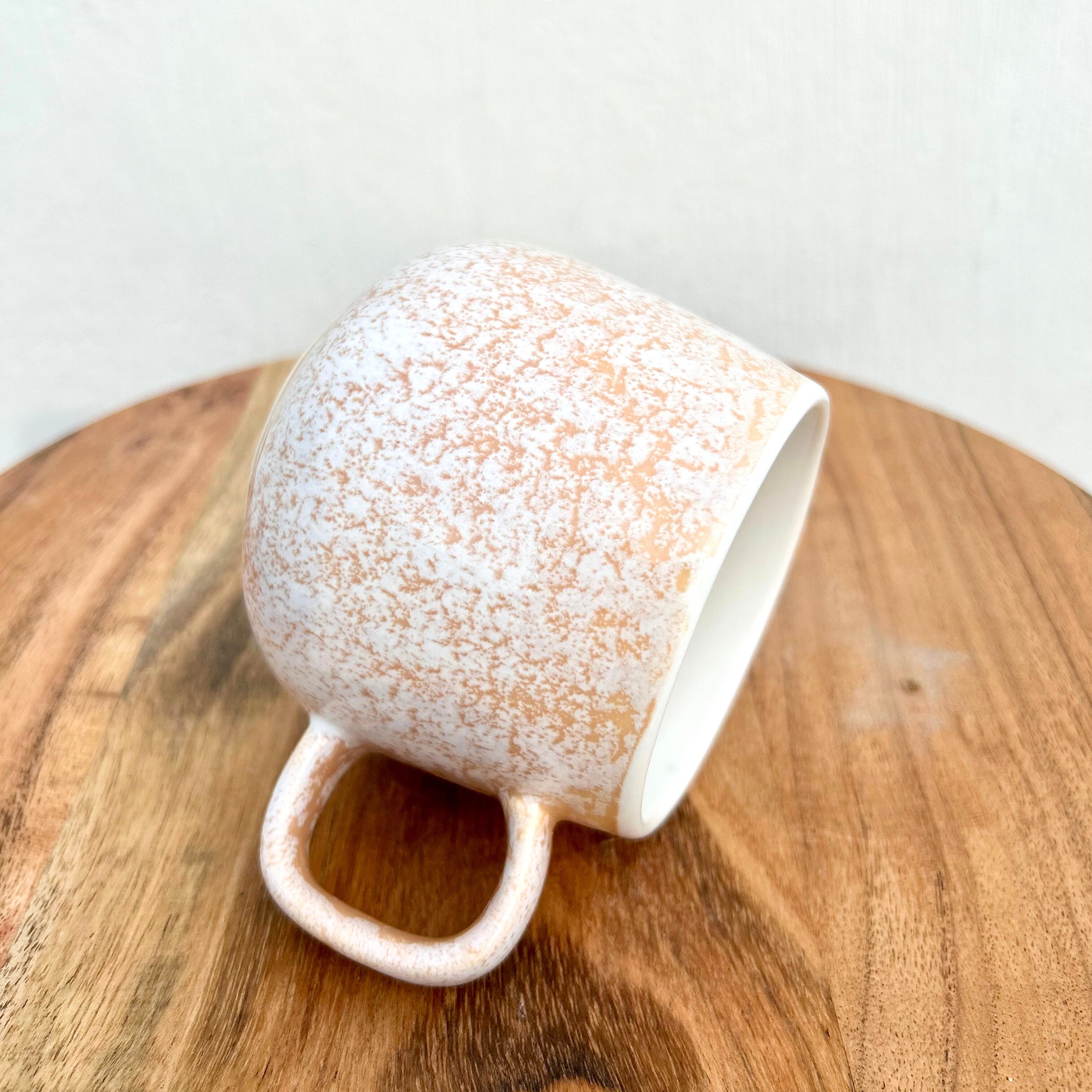 White & Peach Speckled Glossy - Handmade Coffee/Tea Ceramic Mug 300 ml