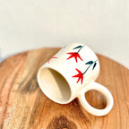 Cream with Yellow Handpainted Flower Design - Handmade Floral Ceramic Coffee Mug 315 ml