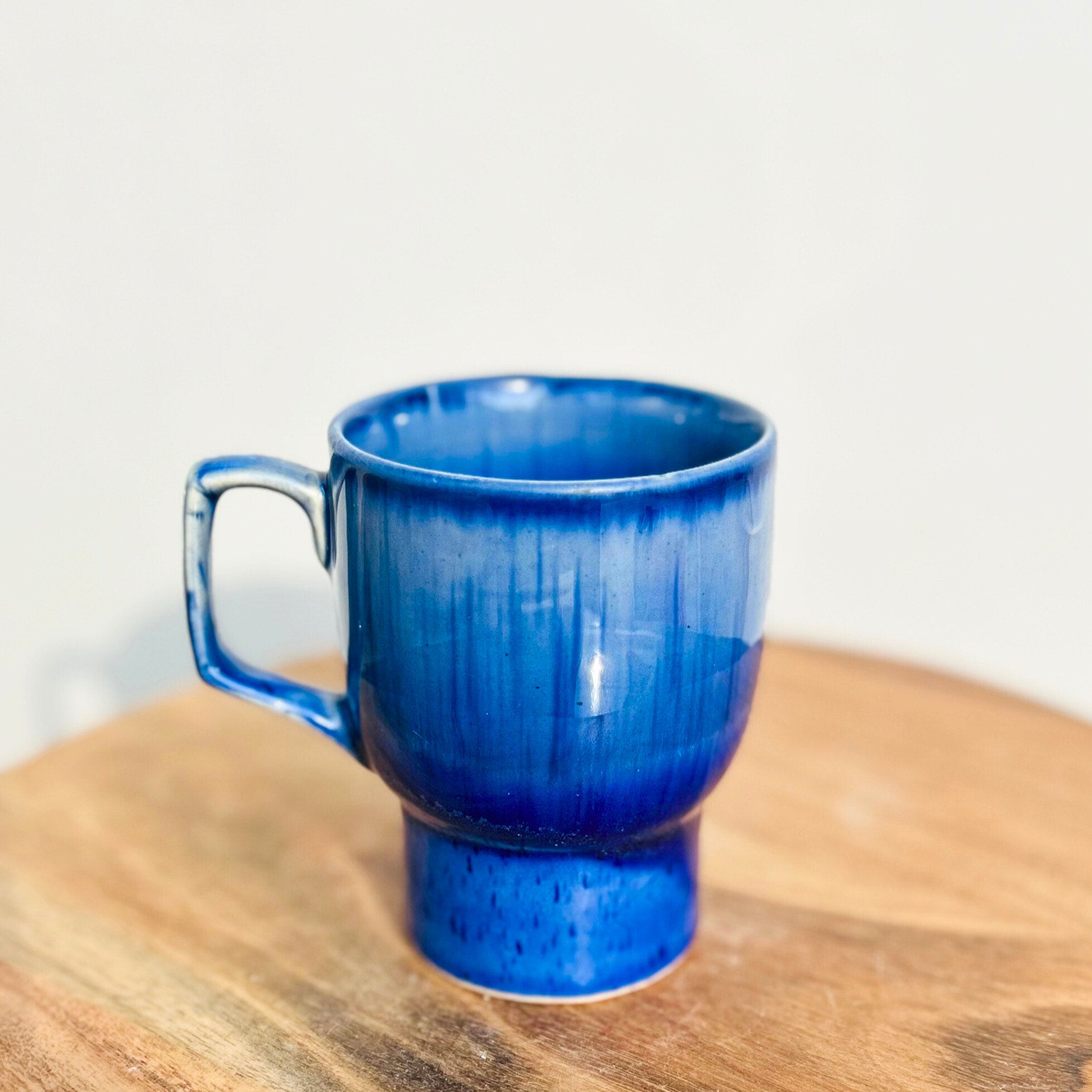 Deep Blue Ombre Artisan Coffee Cup - Handnjkmade Ceramic Mug