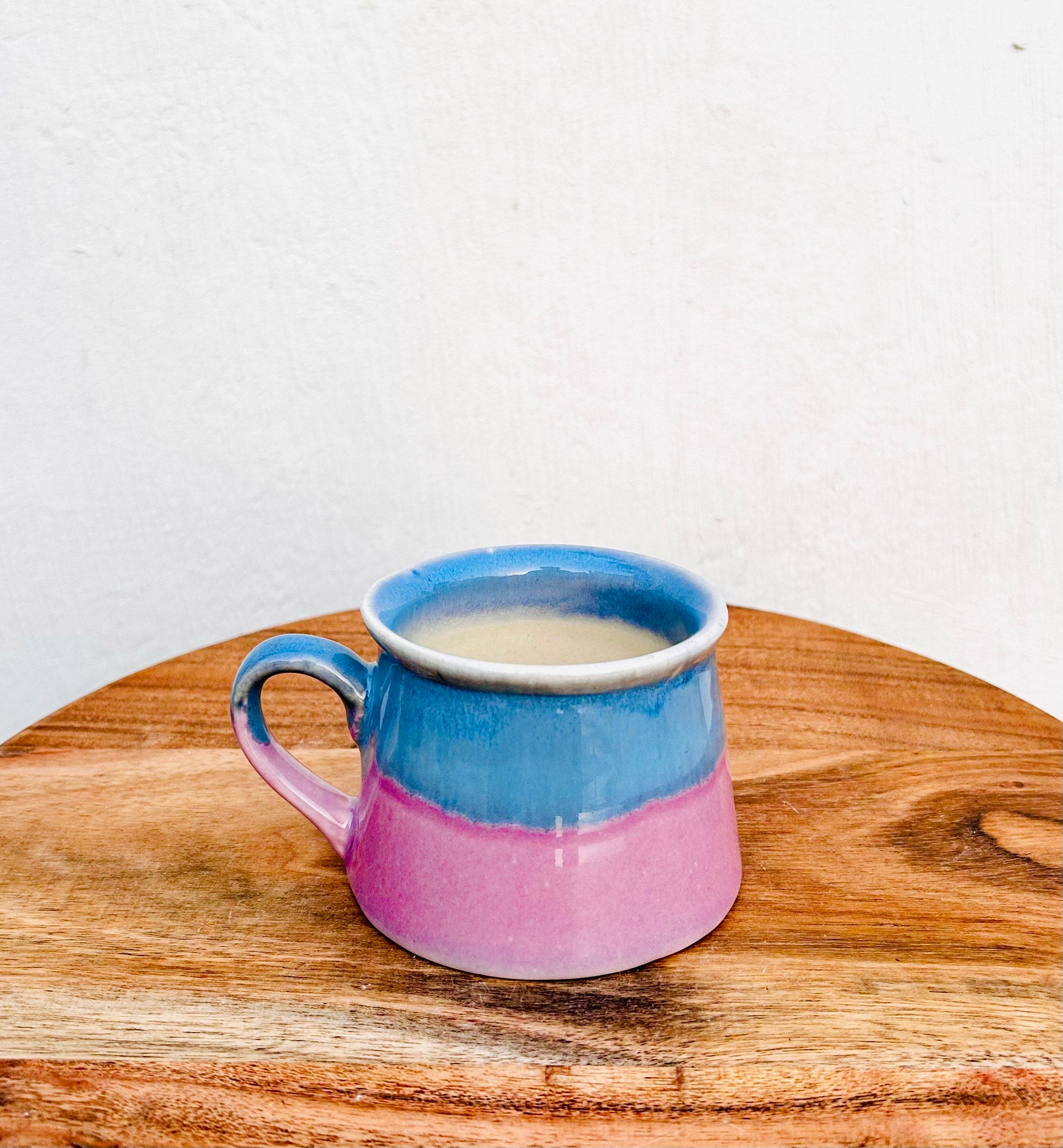 Pastel Blue & Pink Two-Tone - Handmade Ceramic Coffee Mug - 300 ml