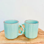 Mint Green Coffee Cup with Designer Handle - Handmade Ceramic Mug