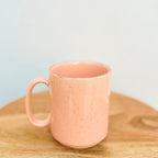 Pink Speckled, Brown Rim - Handmade Ceramic Coffee Mug - 300 ml