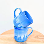 Blue & White Gradient Glaze Glossy Hand Painted - Handmade Ceramic Coffee Mug 260 ml
